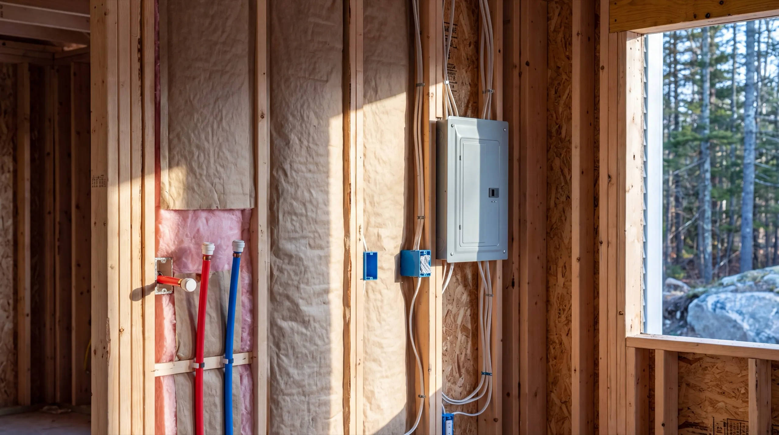 plumbing and electrical rough-in for a Dresden ADU