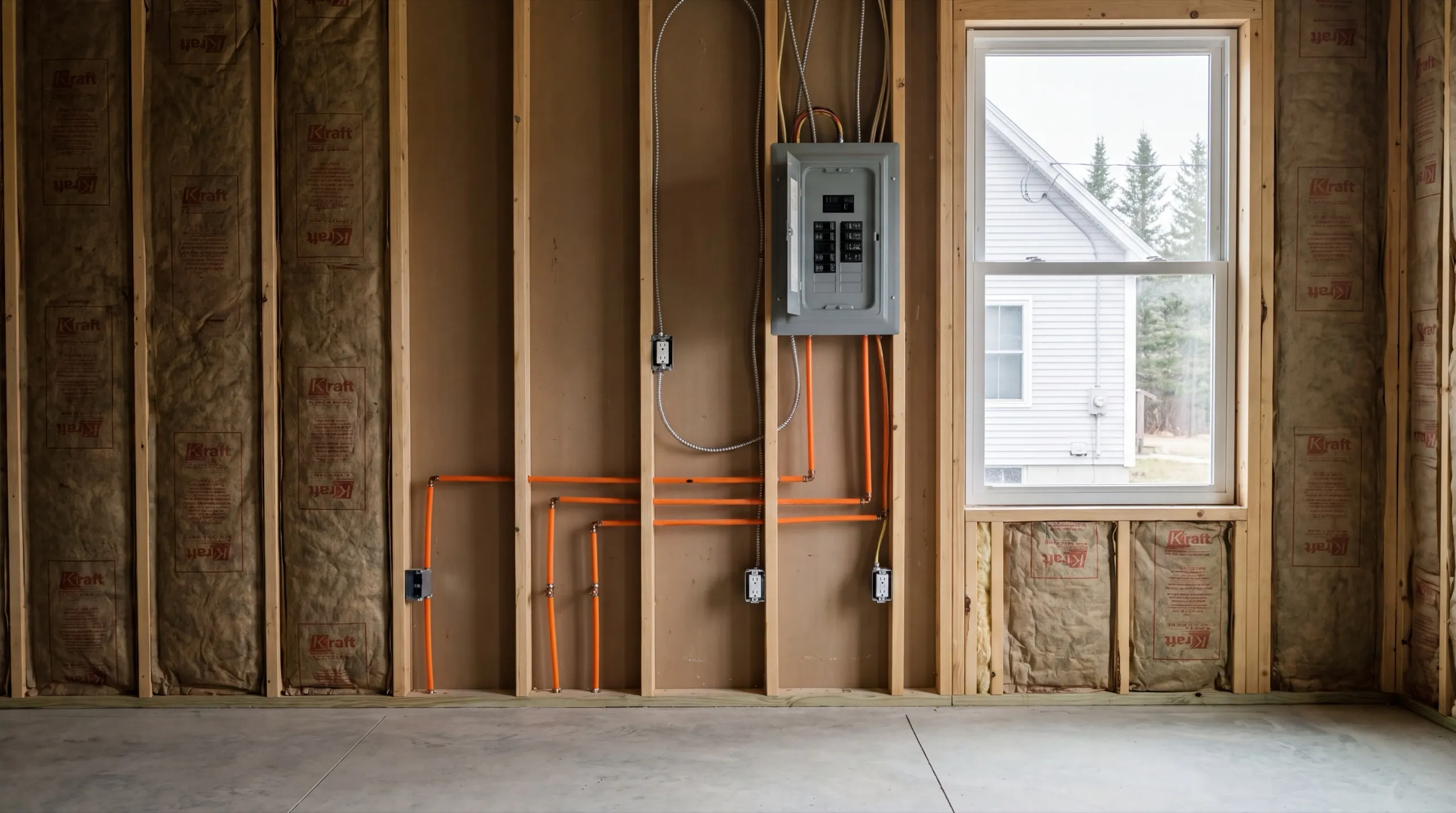 plumbing and electrical rough-in for a Hallowell ADU