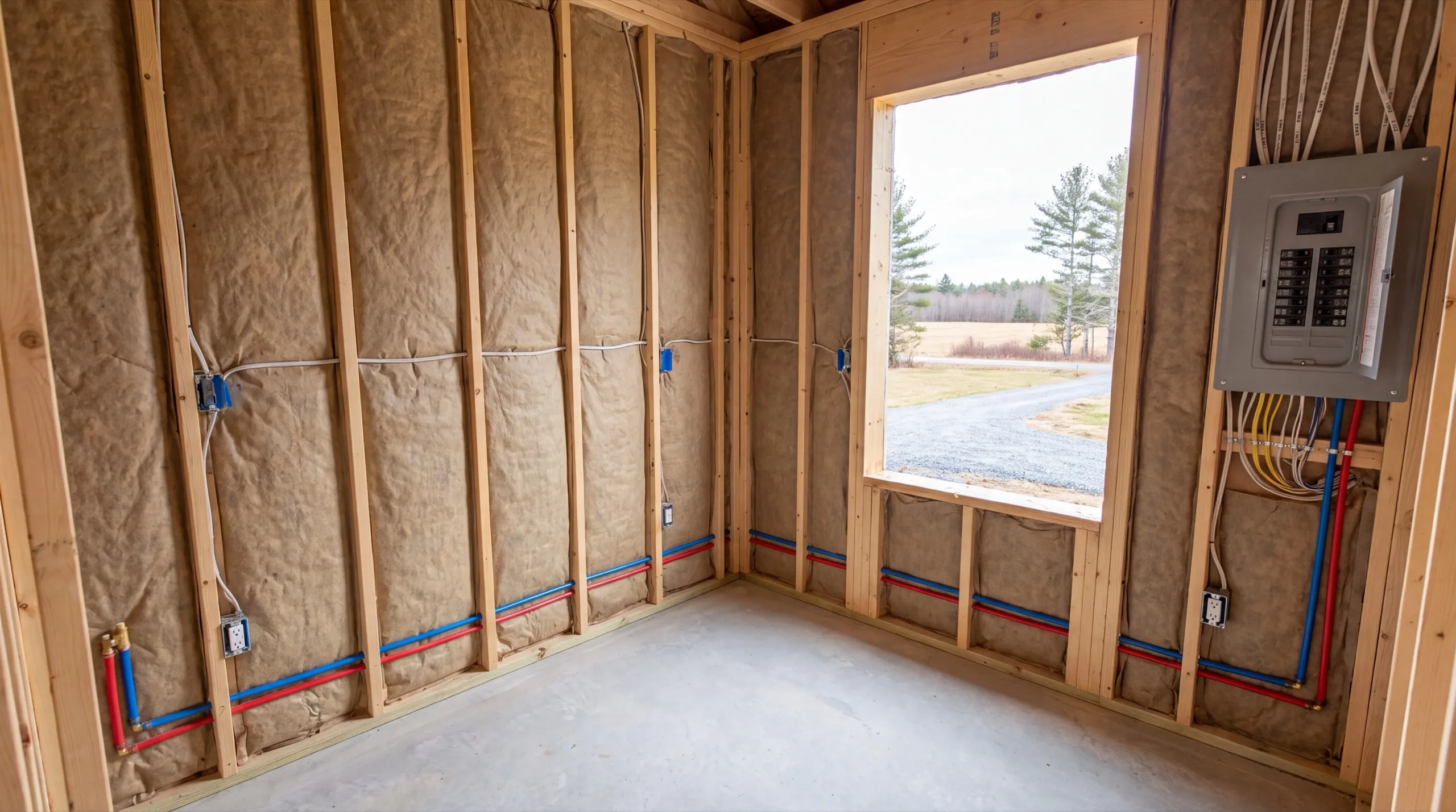 plumbing and electrical rough-in for a Litchfield ADU