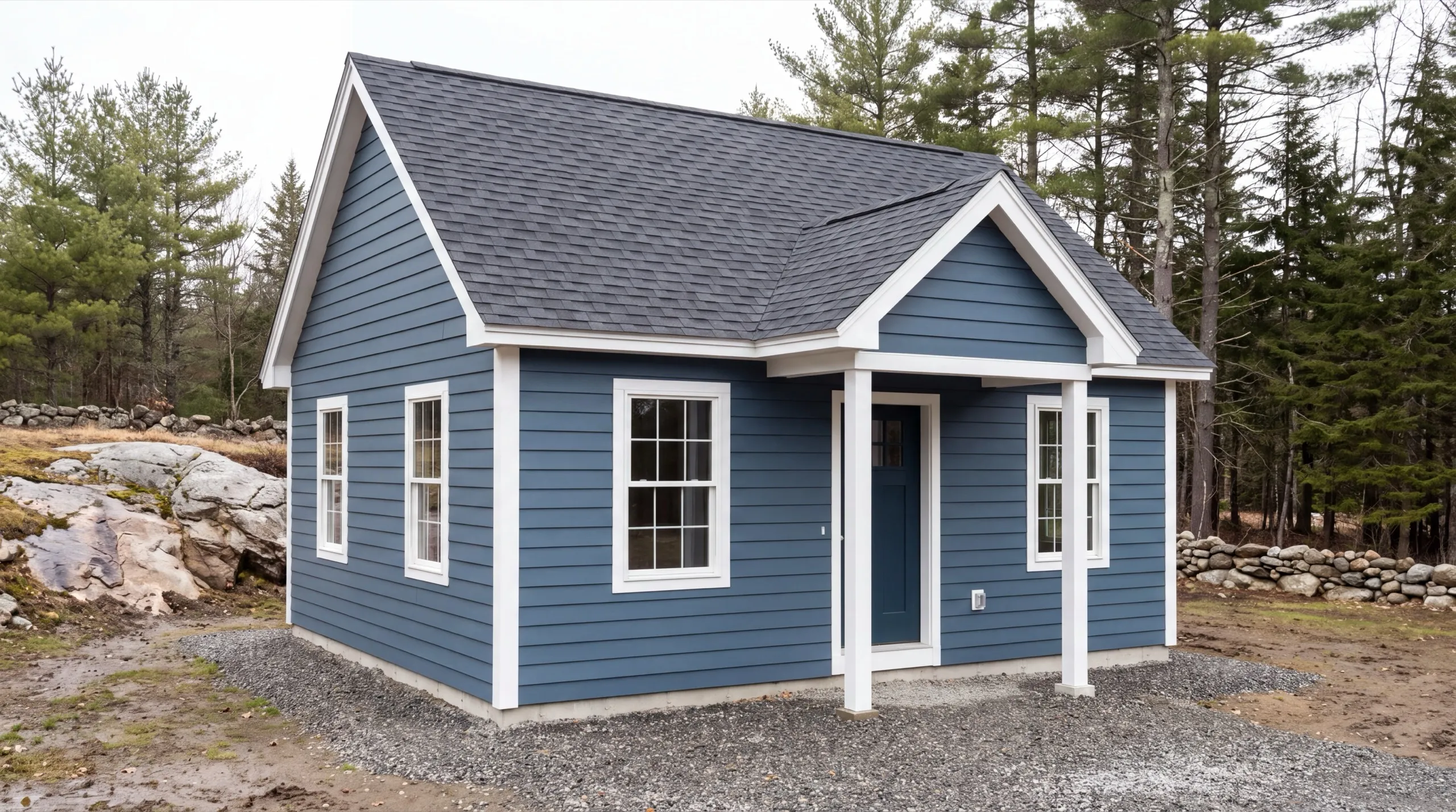 standalone ADU under construction on a Vassalboro property