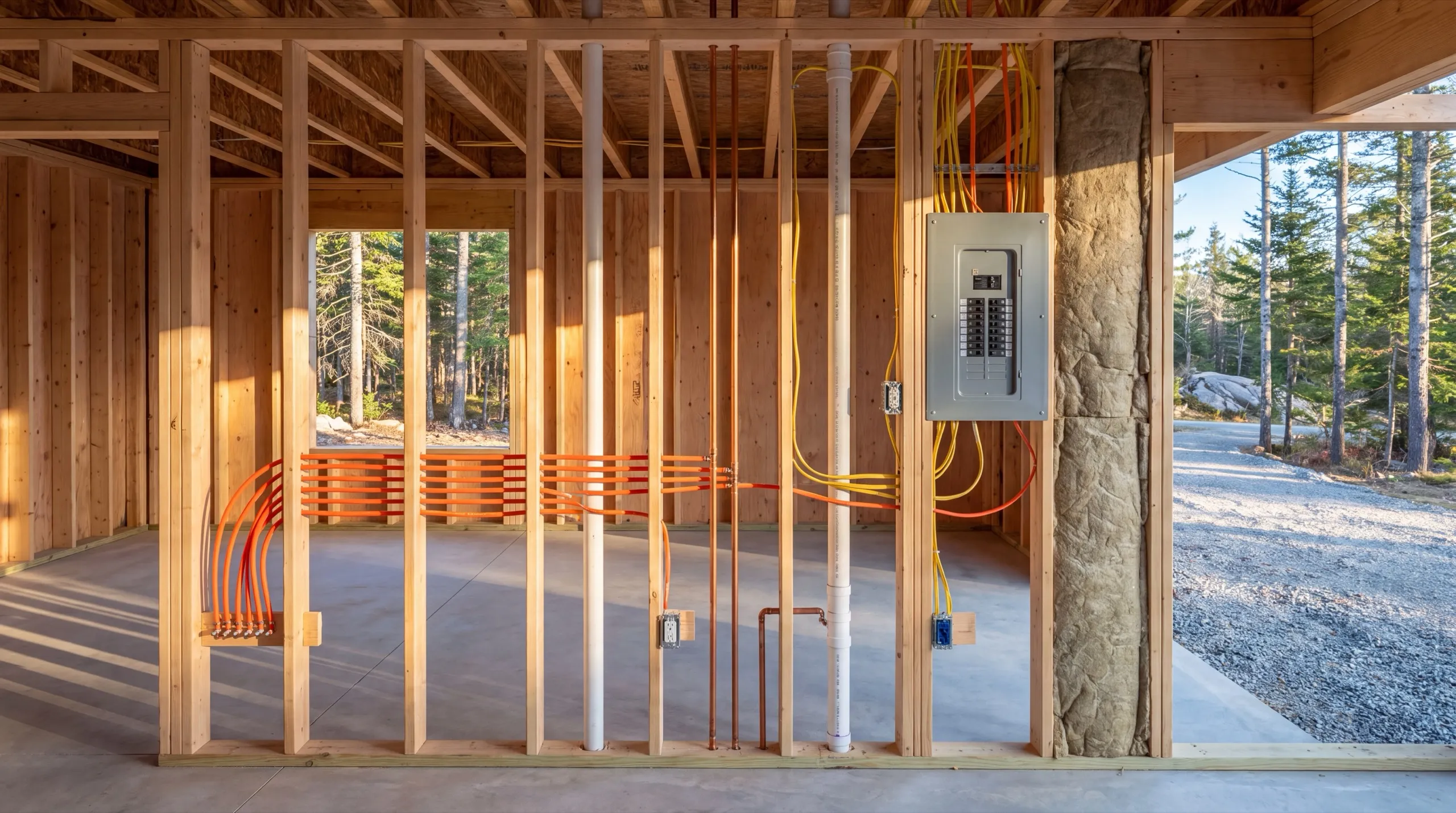 plumbing and electrical rough-in for a Vassalboro ADU