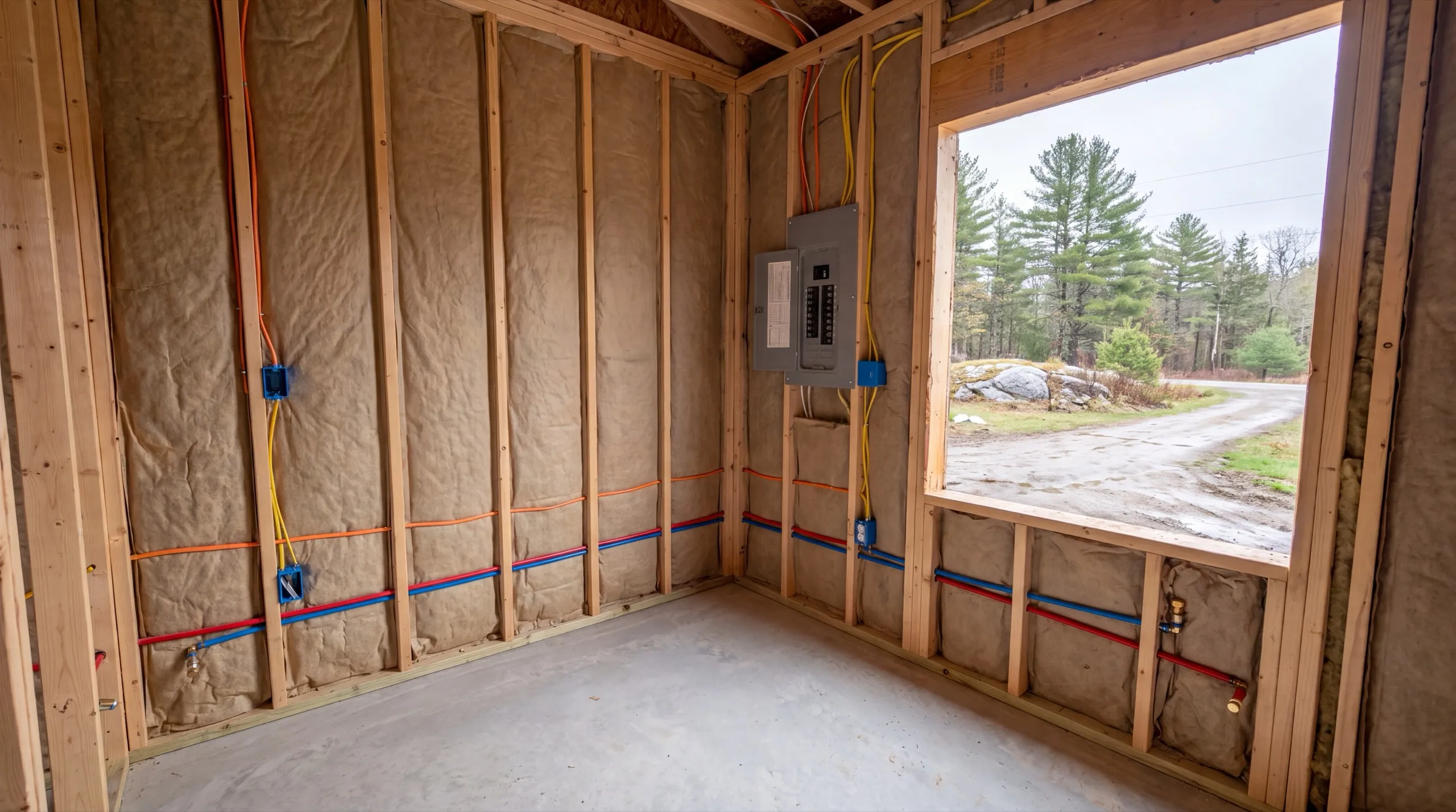 plumbing and electrical rough-in for a West Gardiner ADU