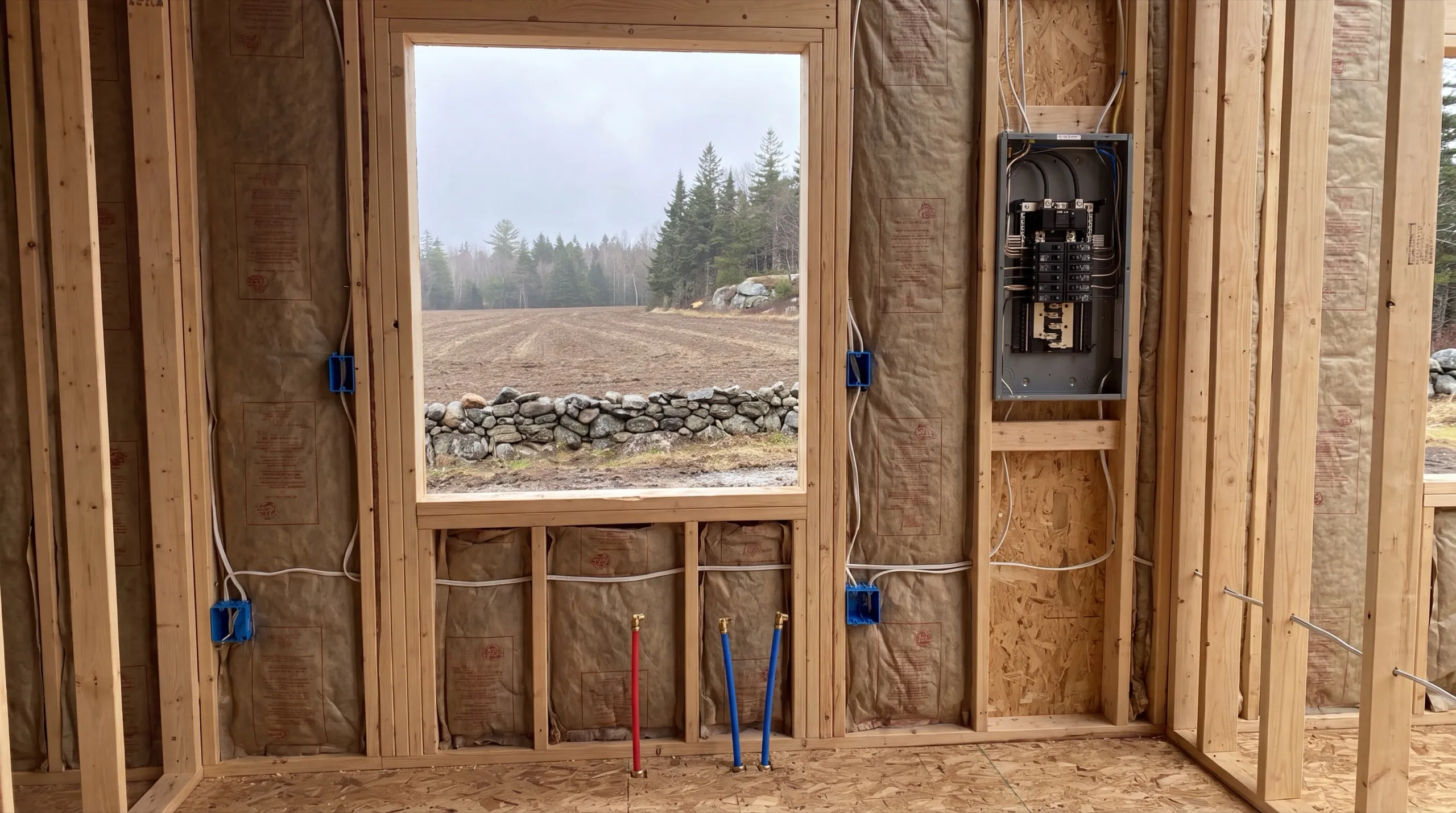 plumbing and electrical rough-in for a Whitefield ADU