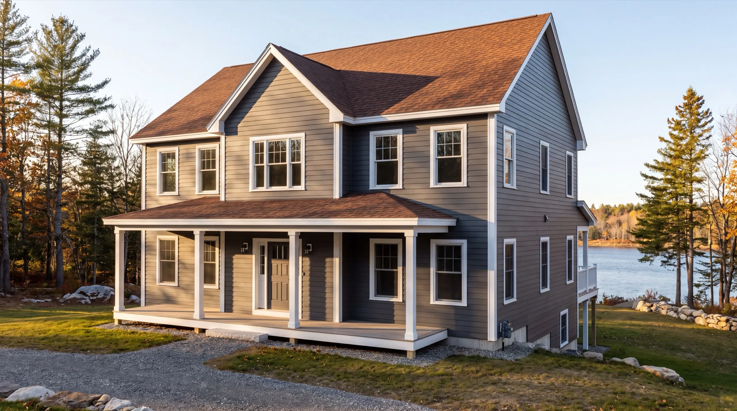 custom home builder in Augusta, ME framing a new house