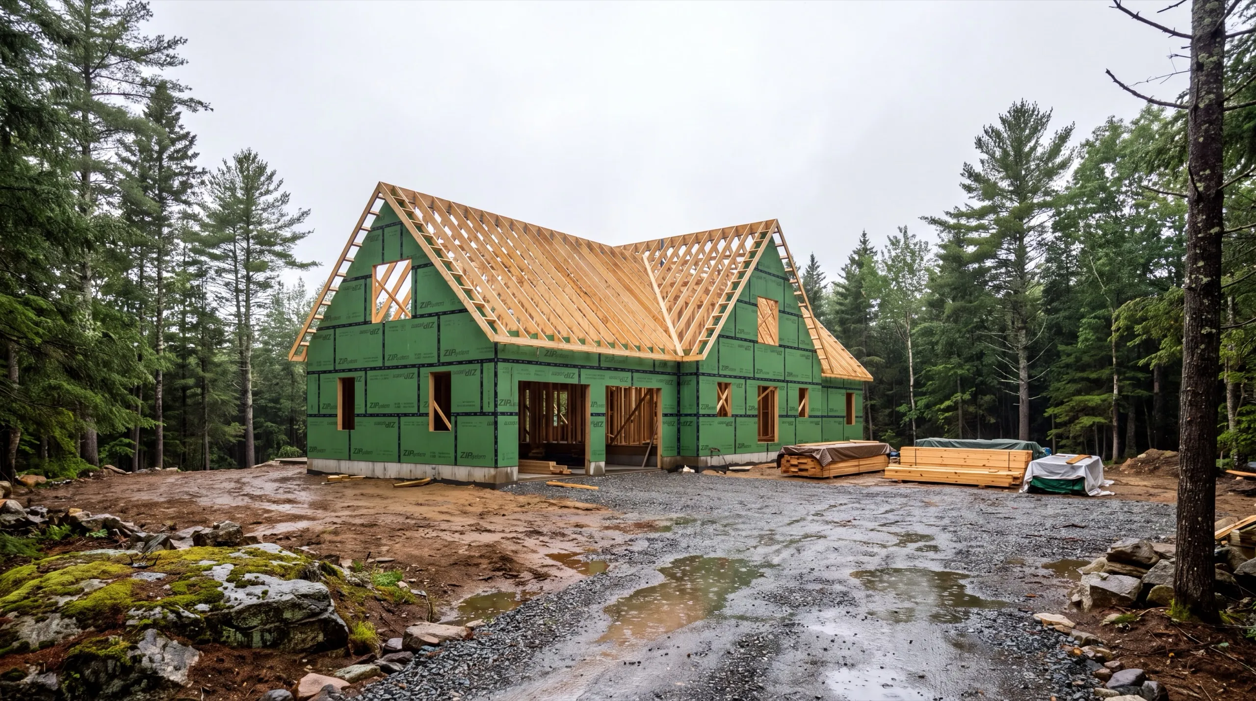 framing crew on a custom home build in Dresden