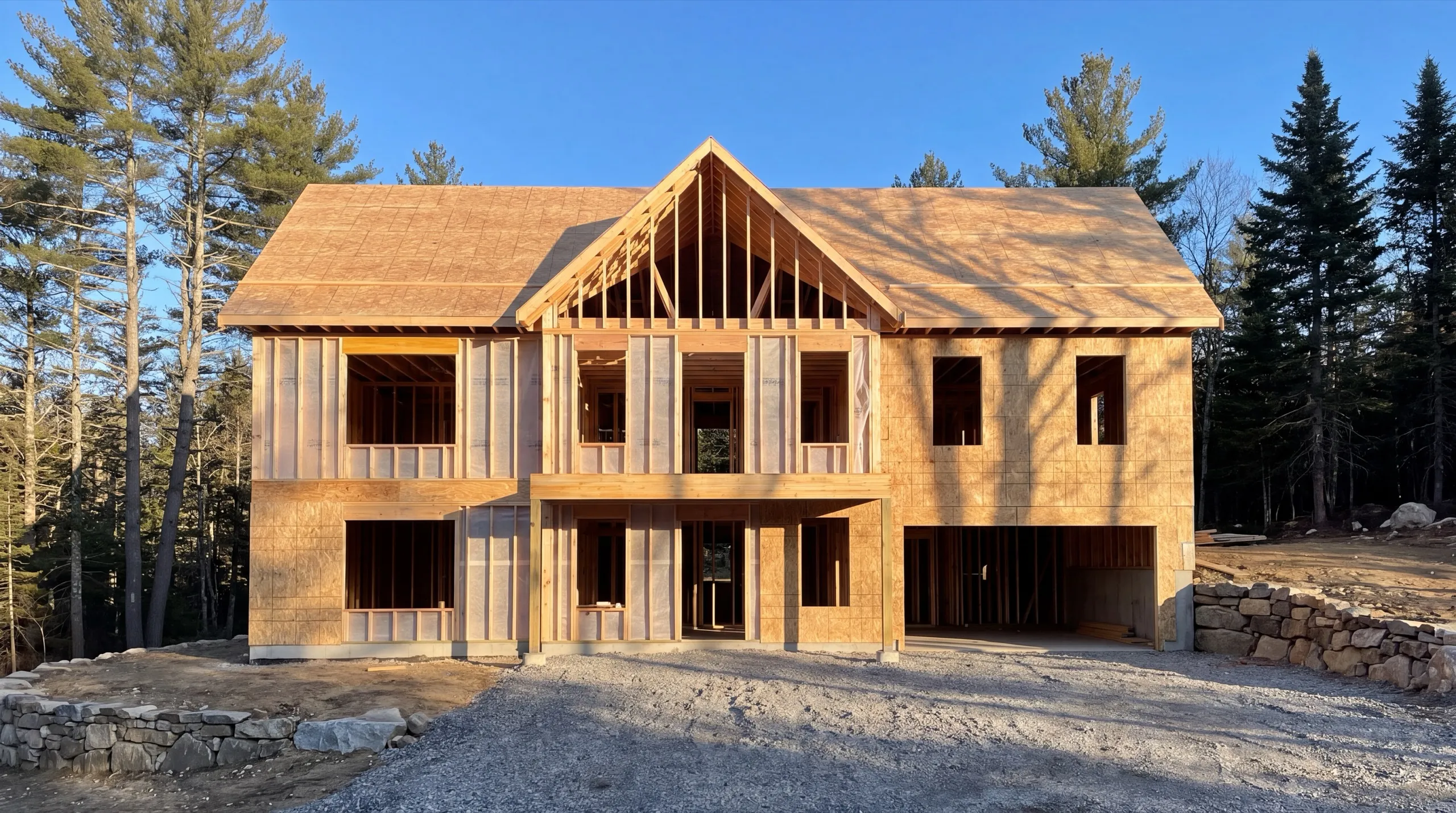 framing crew on a custom home build in Farmingdale