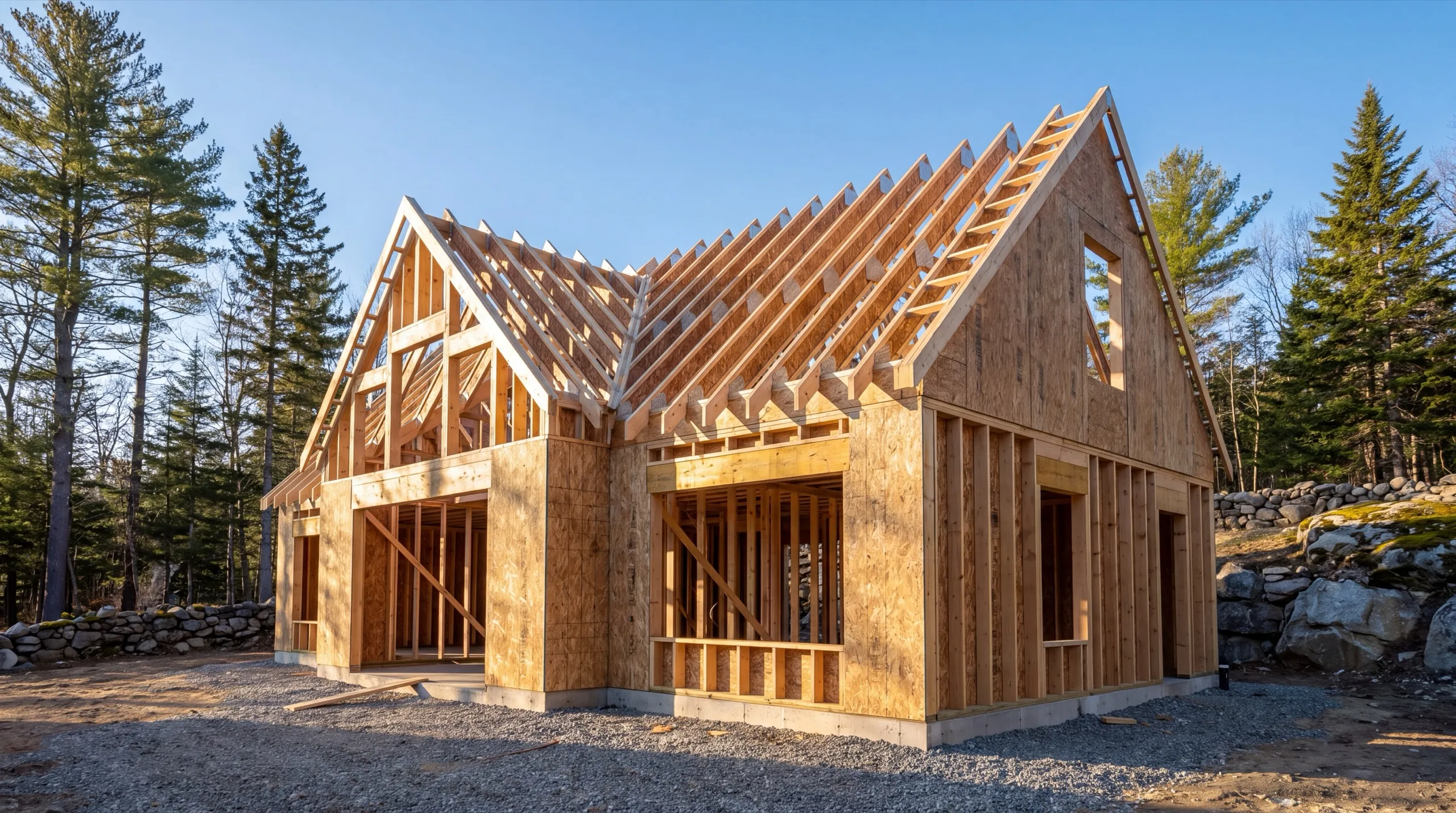 framing crew on a custom home build in Gardiner