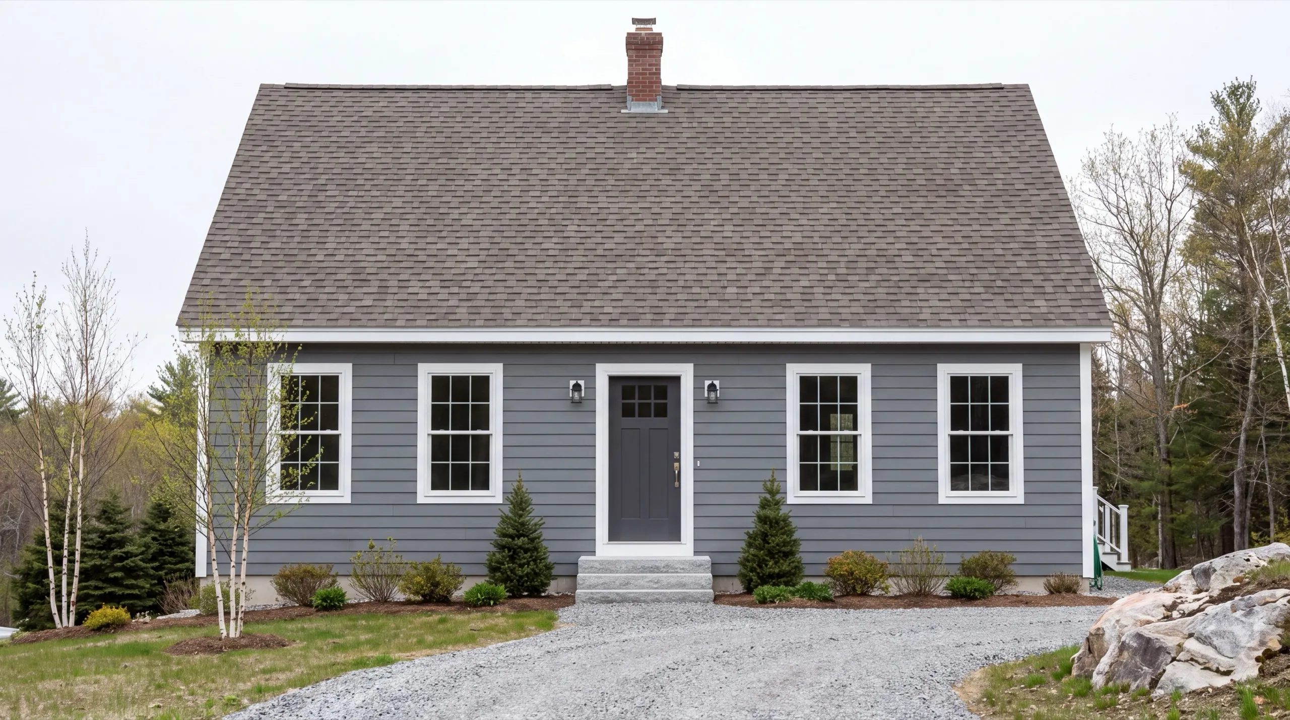 finished custom home exterior in Hallowell