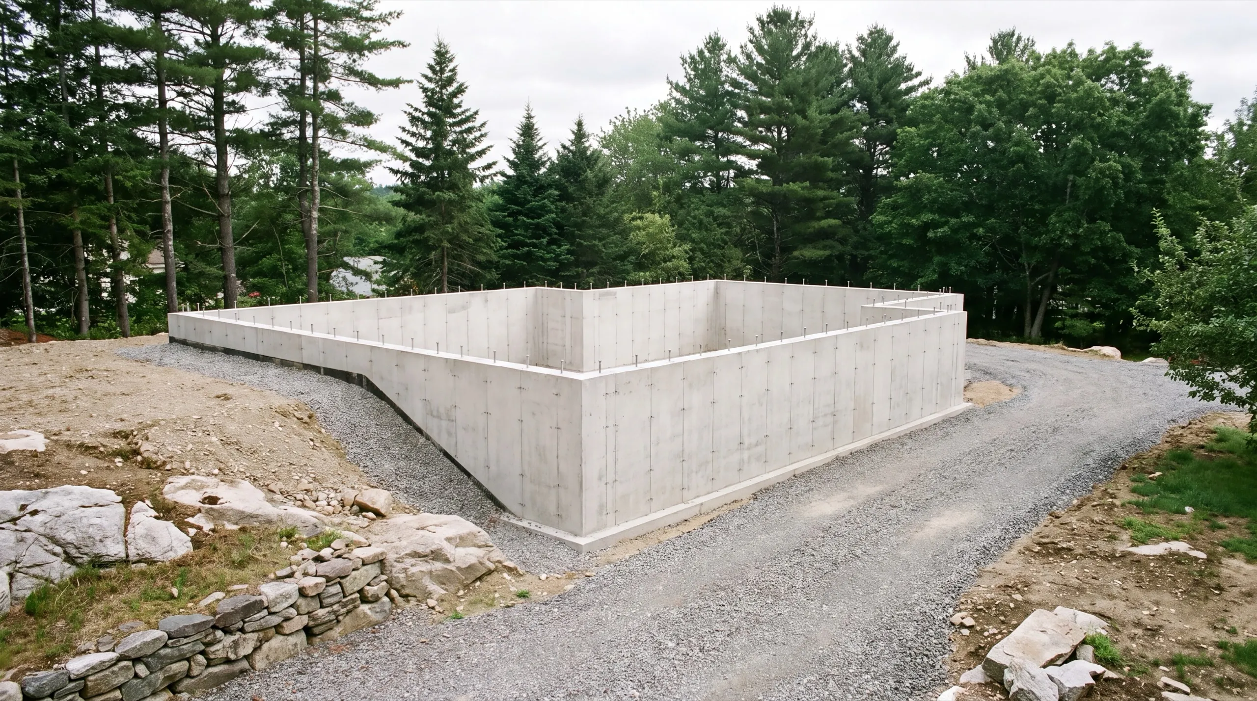 foundation pour for a custom home in Hallowell