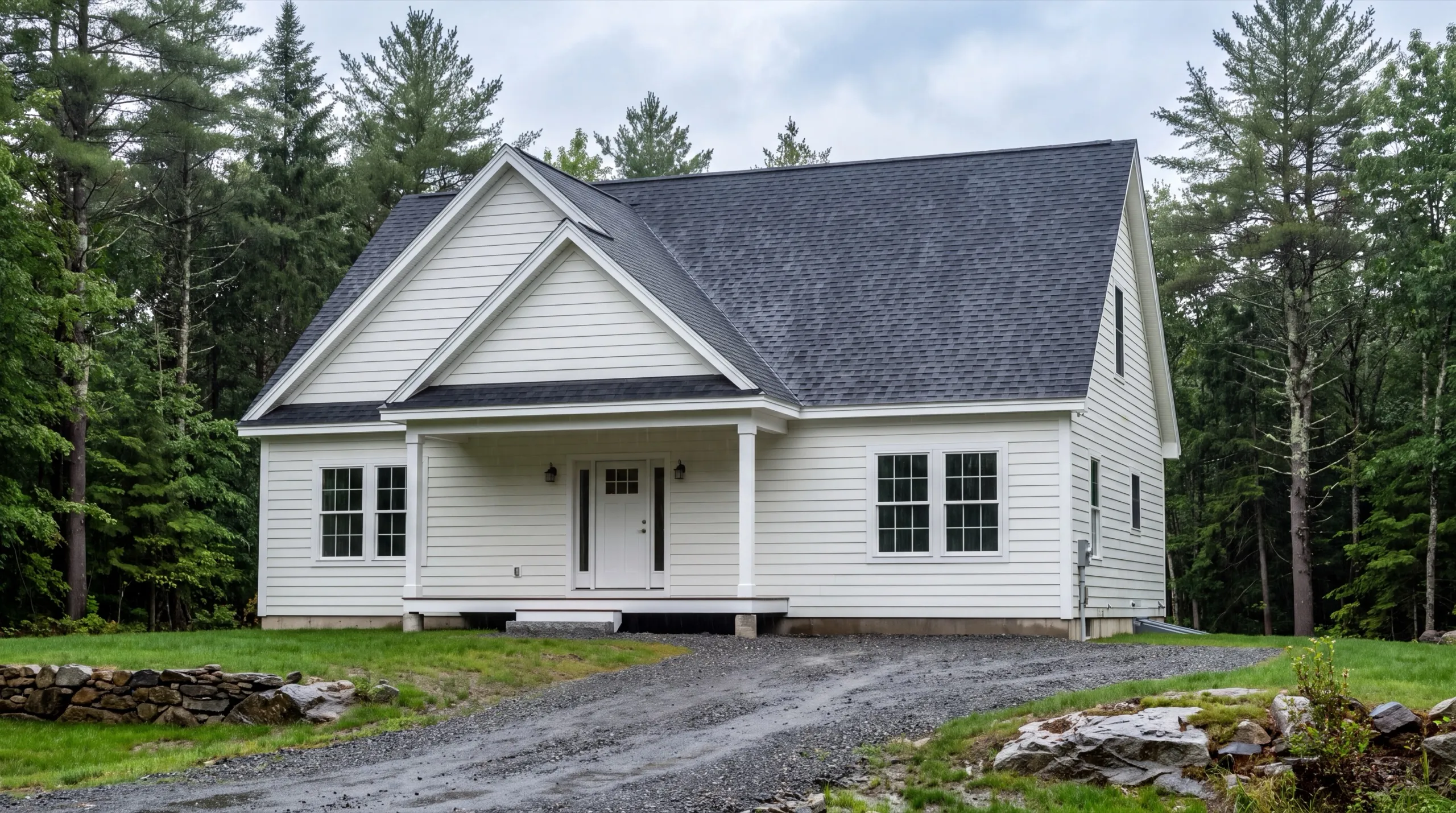 custom home builder in Central Maine framing a new house