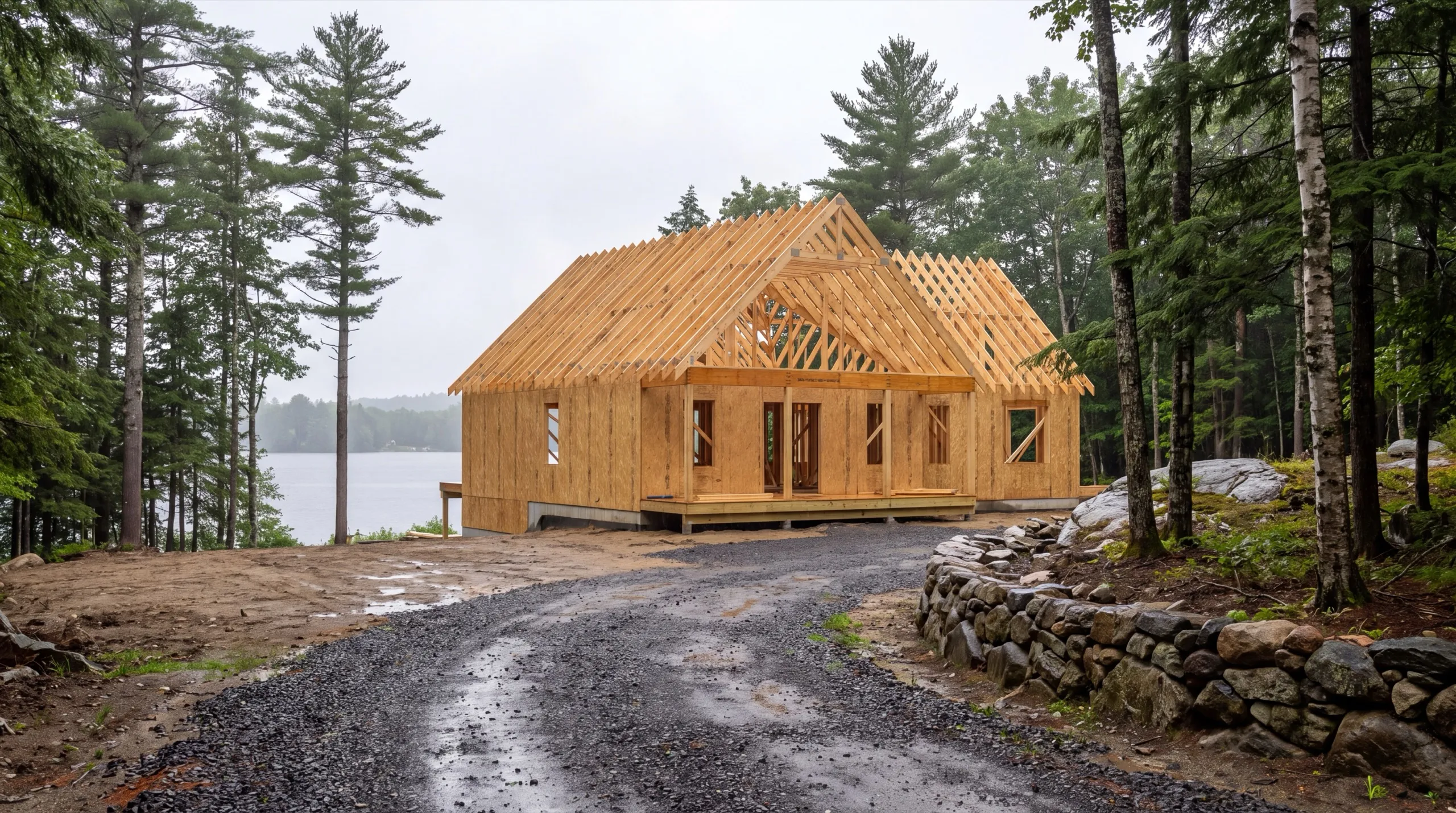 framing crew on a custom home build in Manchester