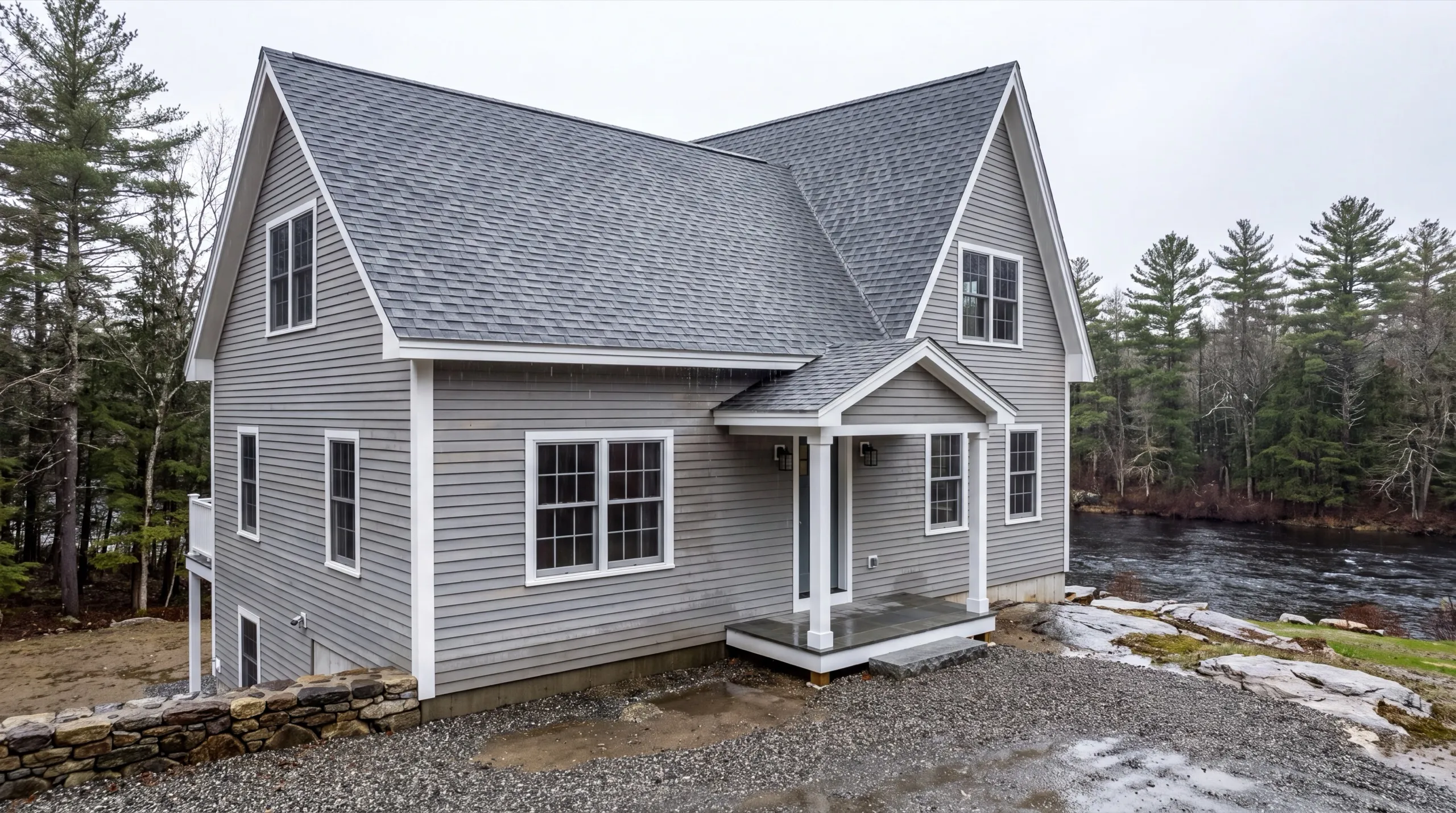 custom home builder in Richmond, ME framing a new house
