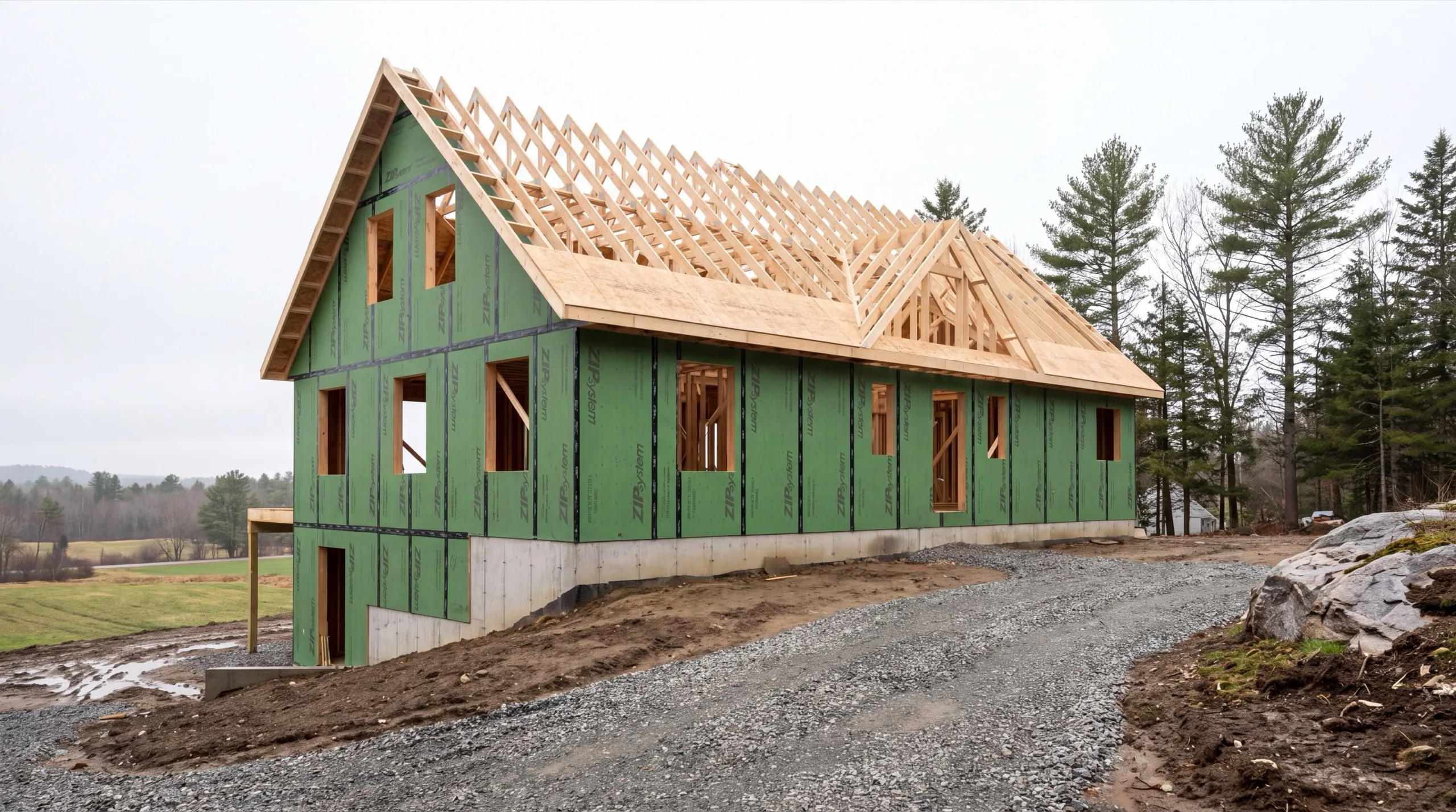 framing crew on a custom home build in Sidney