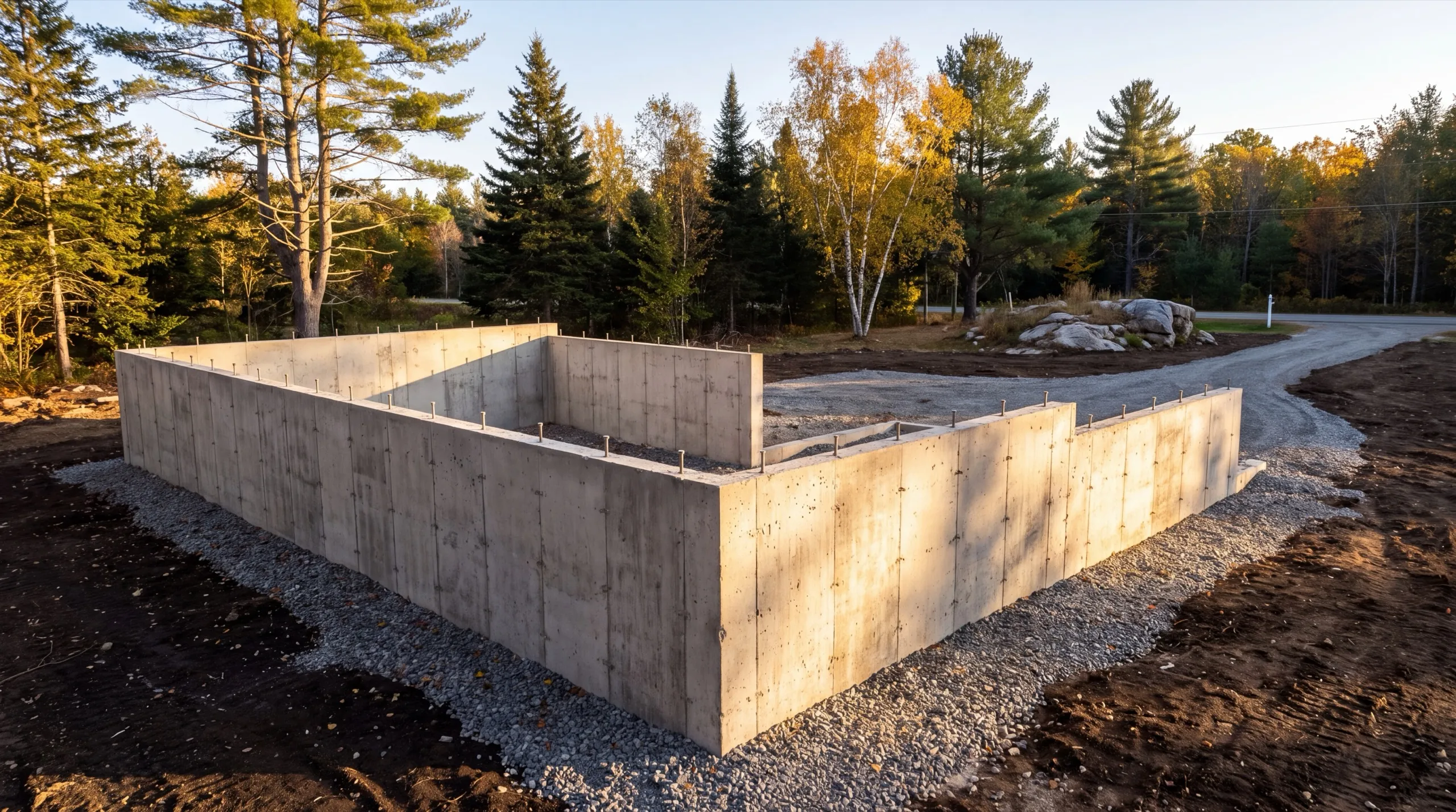 foundation pour for a custom home in West Gardiner