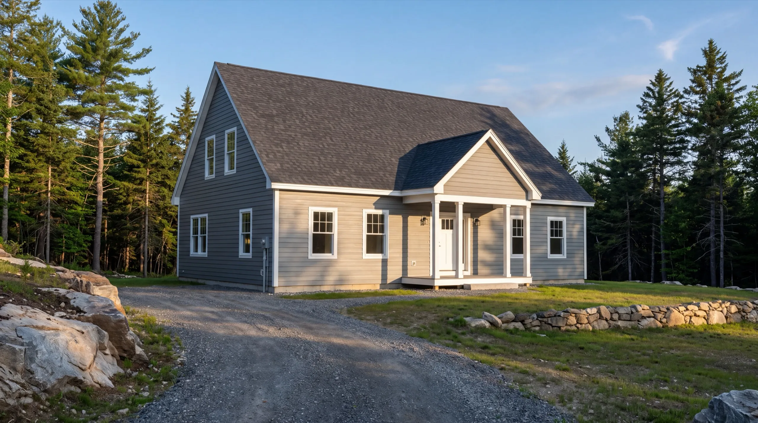 custom home builder in West Gardiner, ME framing a new house