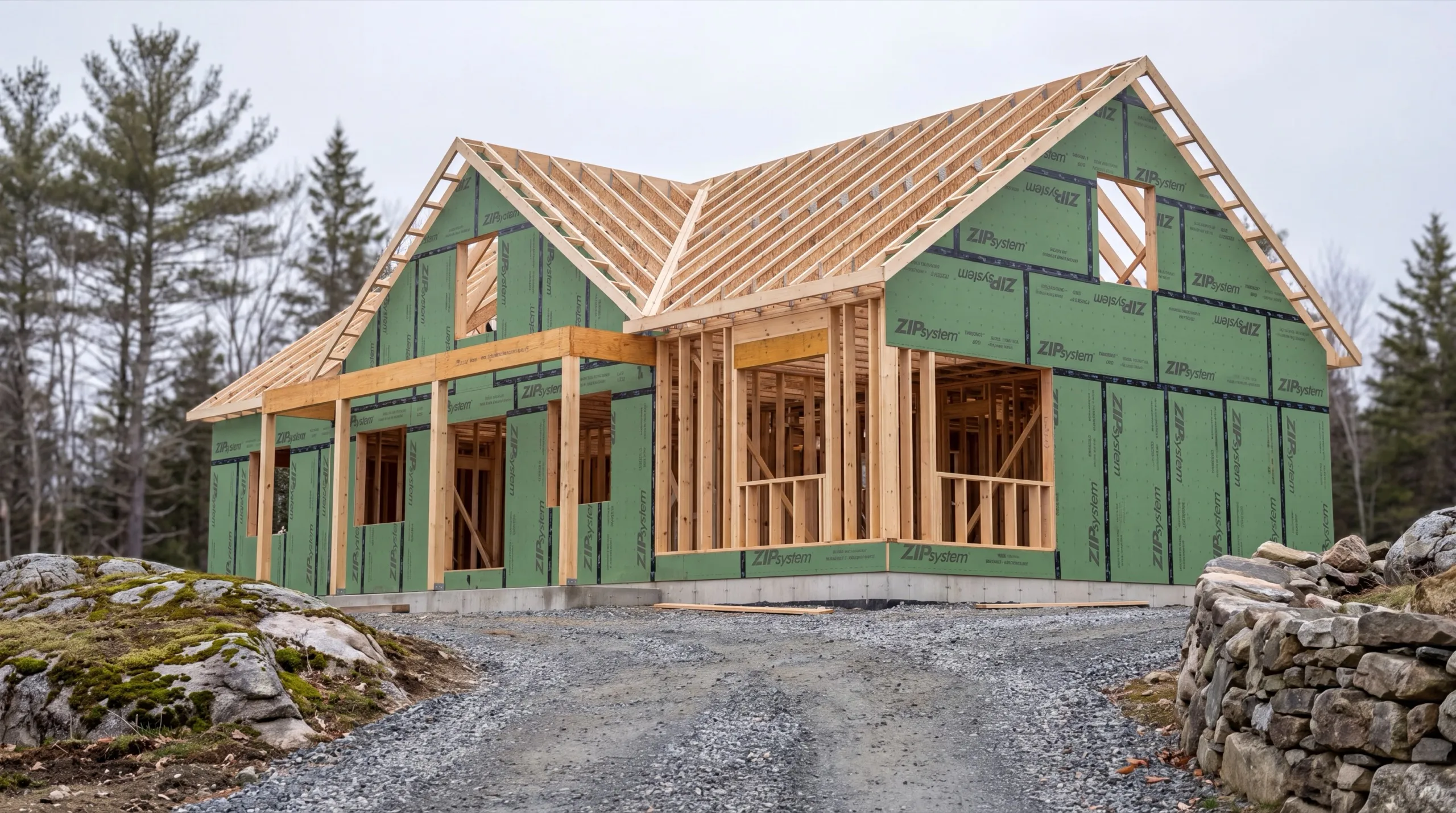 framing crew on a custom home build in Whitefield