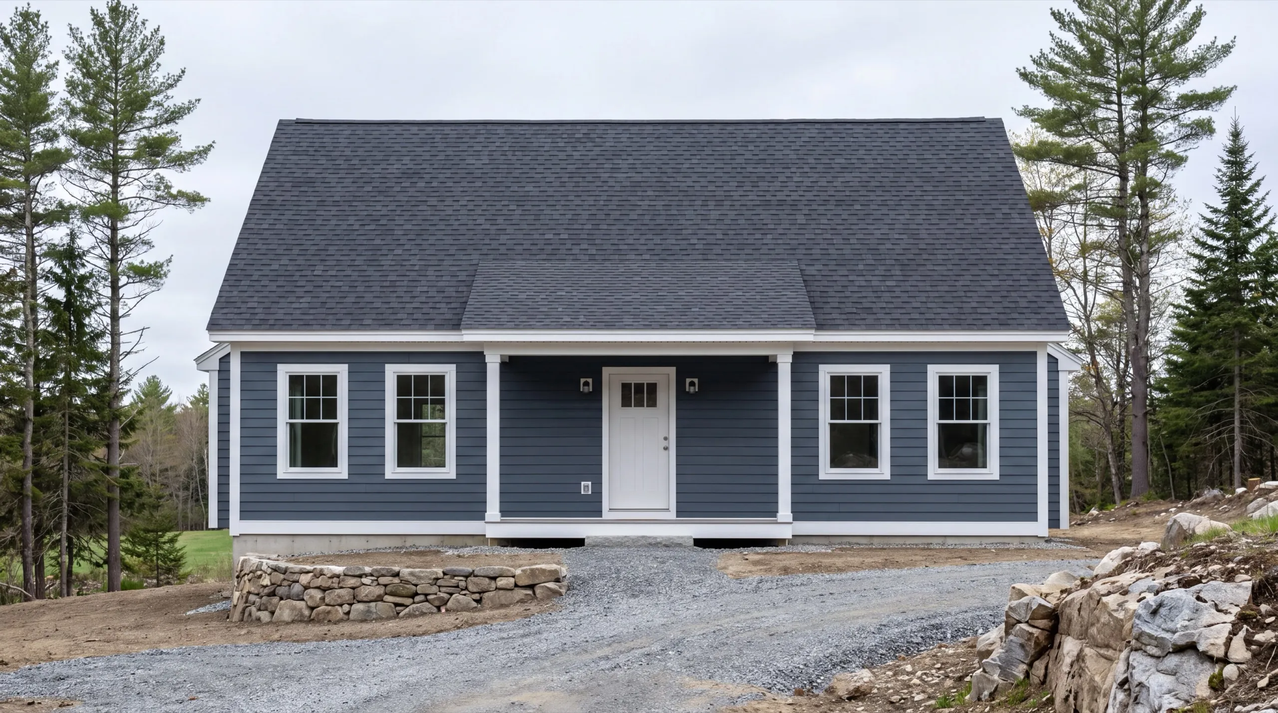 custom home builder in Whitefield, ME framing a new house