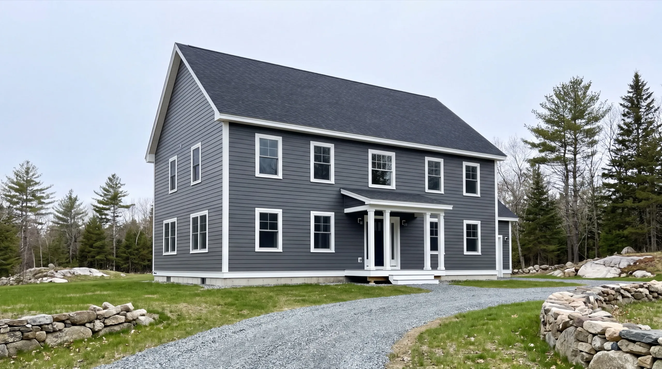 custom home builder in Windsor, ME framing a new house