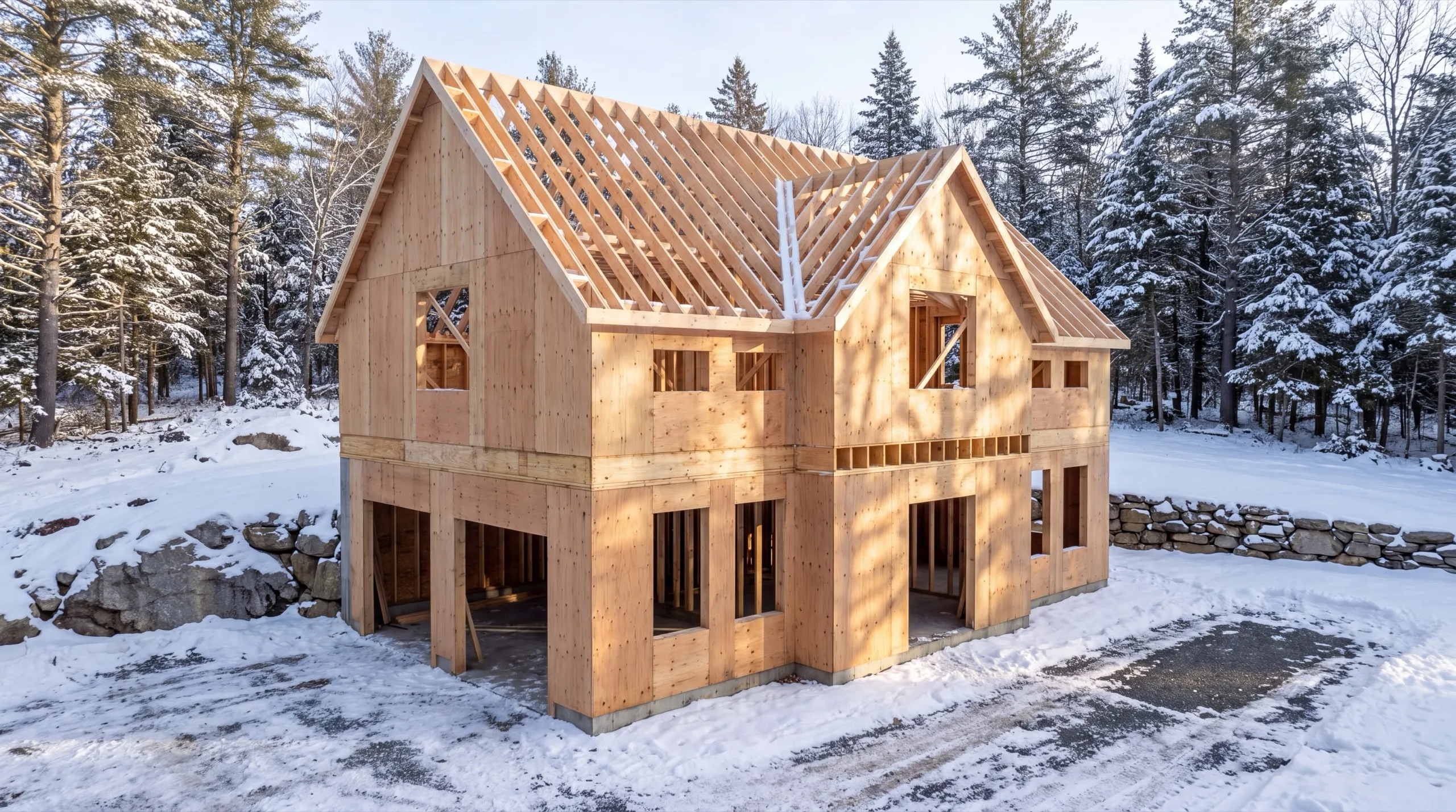 framing crew on a custom home build in Winthrop