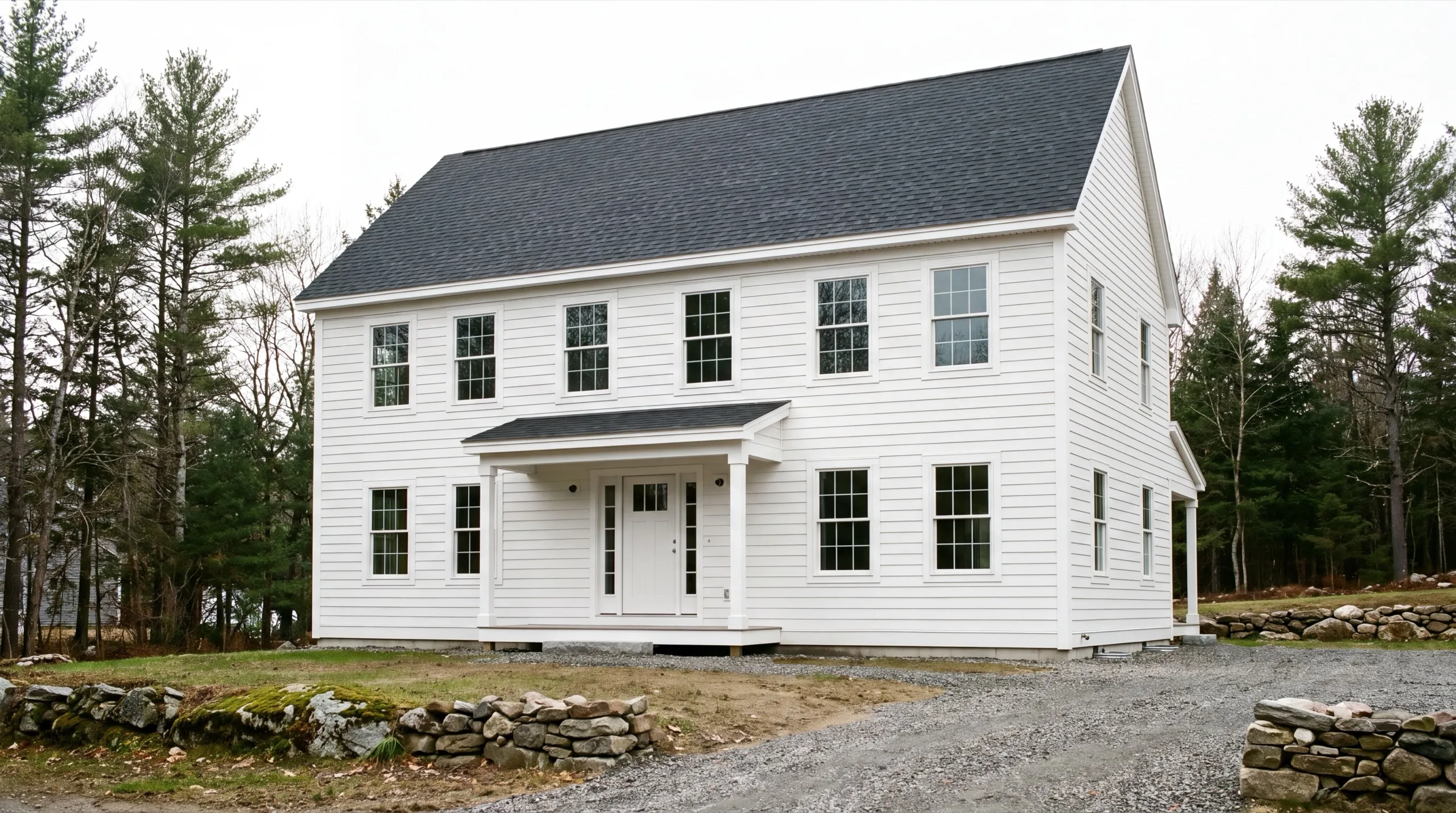 custom home builder in Winthrop, ME framing a new house