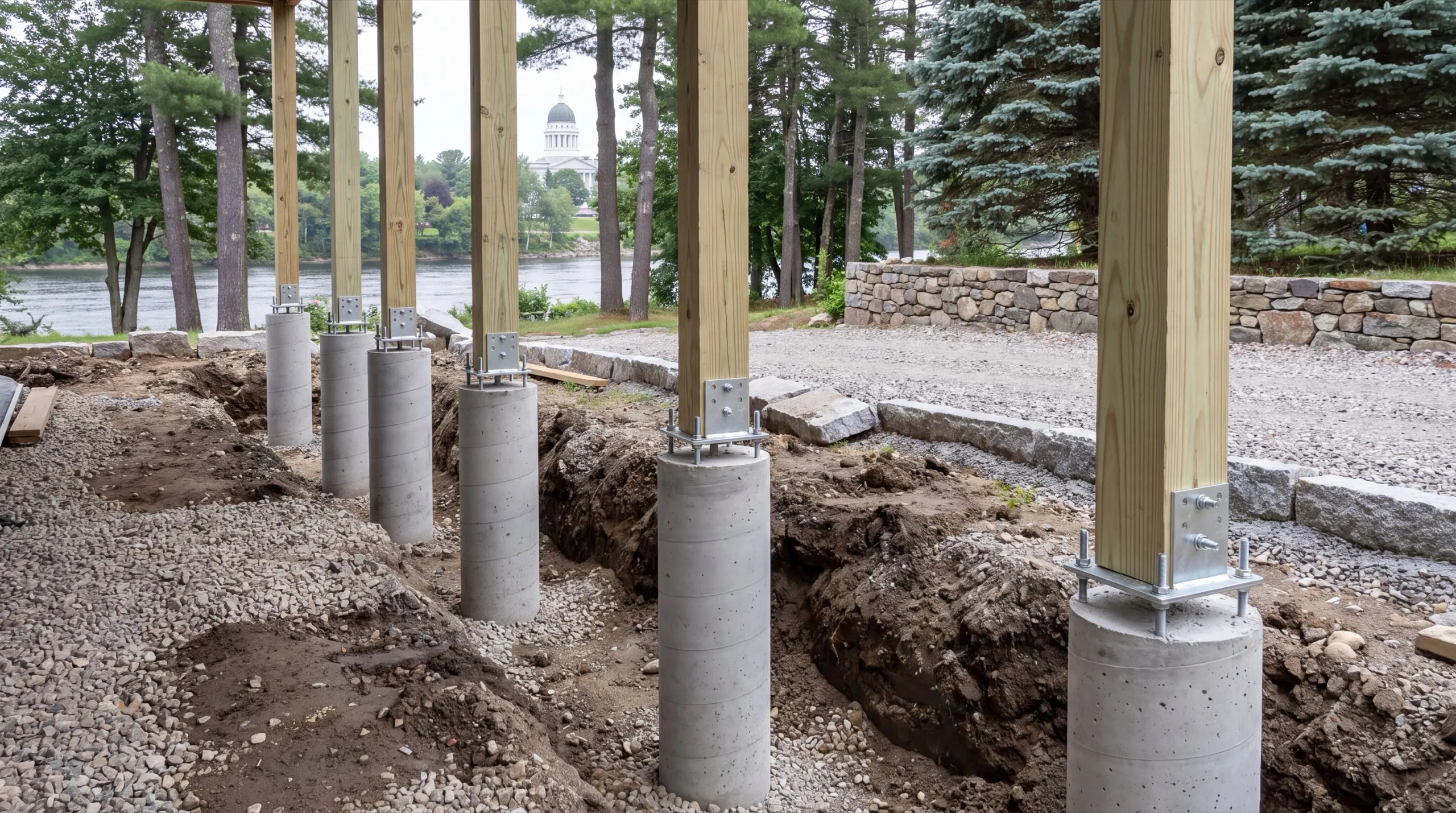 deck footing and post installation in Augusta