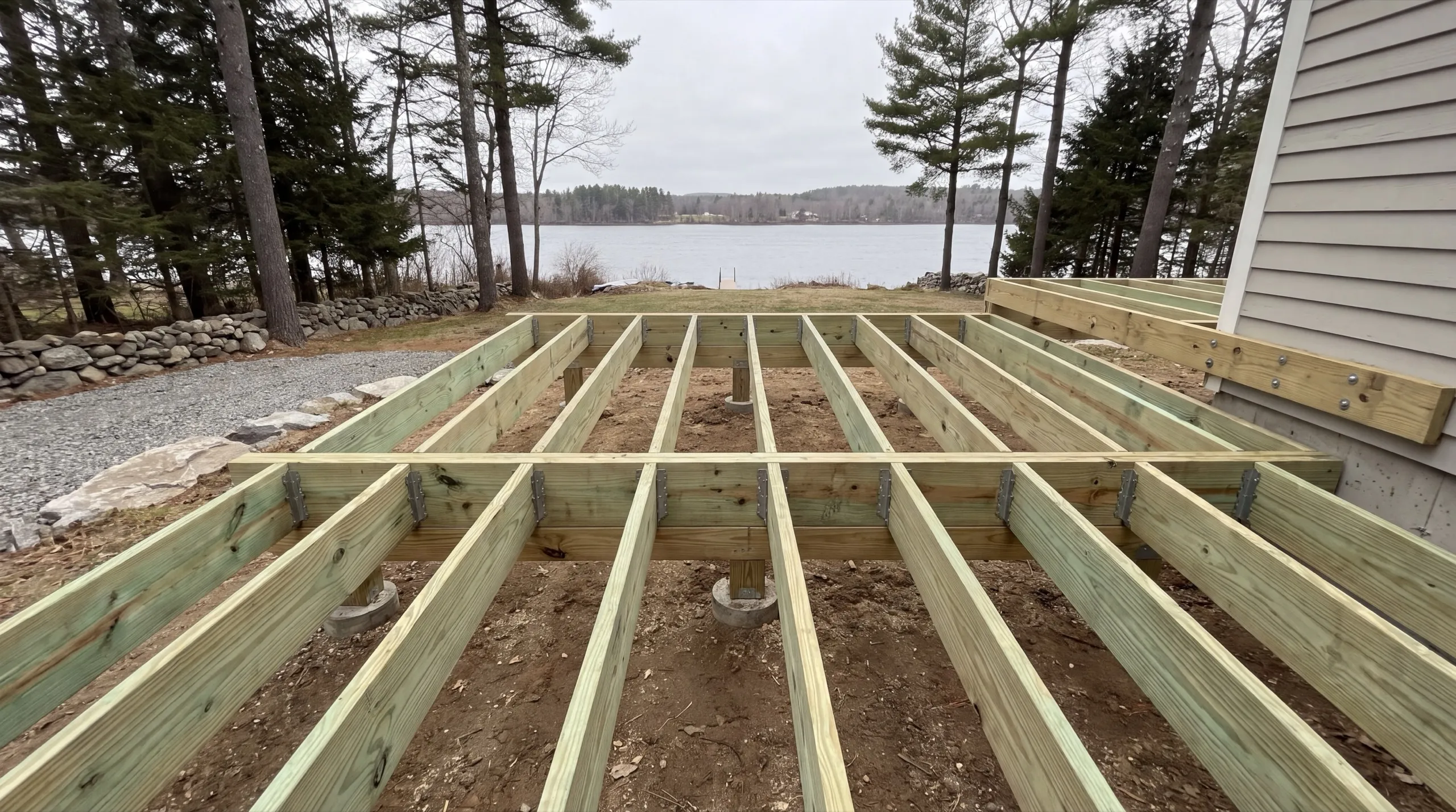 deck framing in progress on an Augusta home