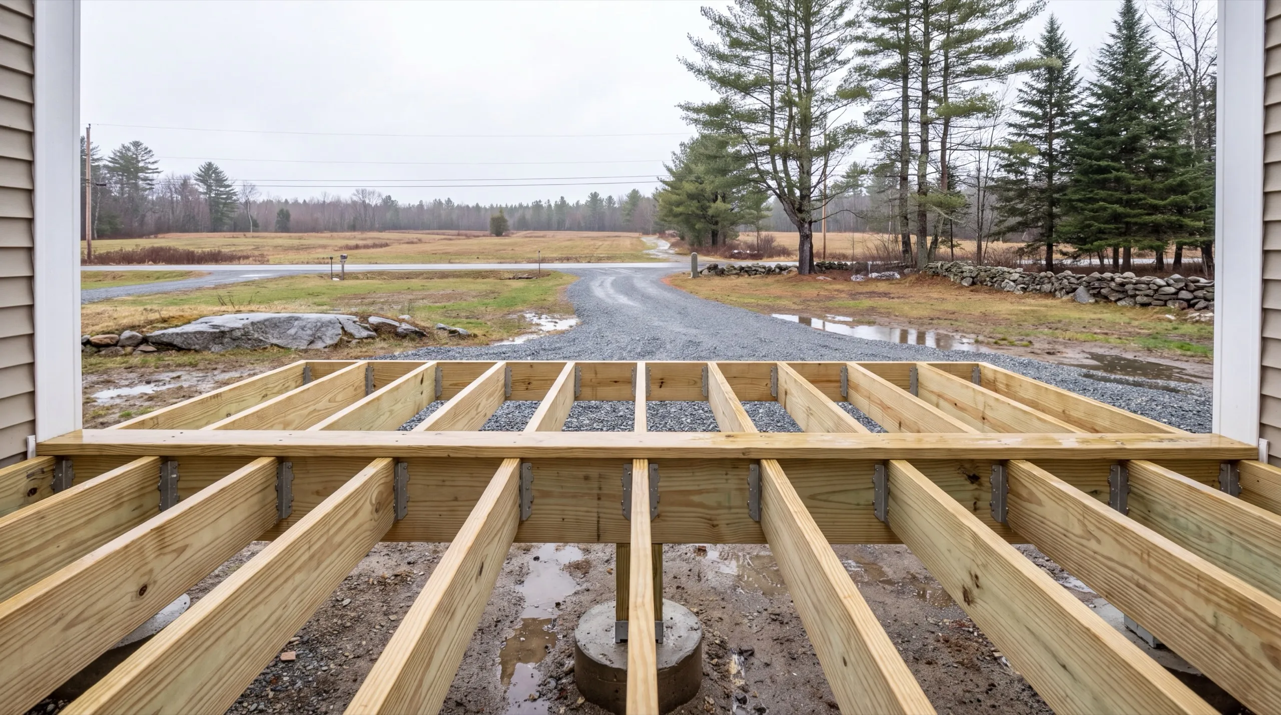 deck framing in progress on a Chelsea home