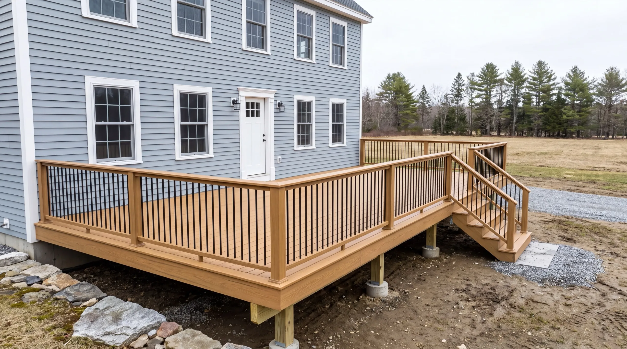 deck contractor in Chelsea, ME building a composite deck