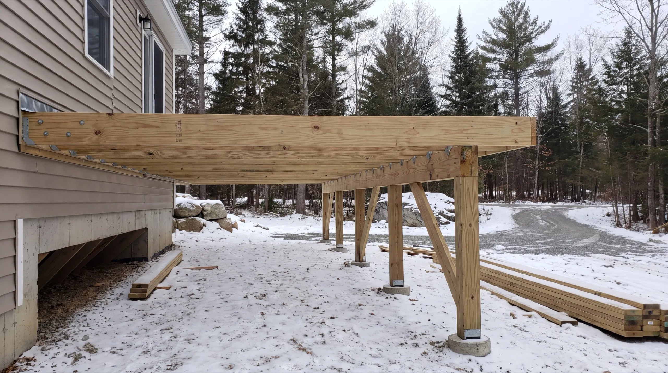 deck framing in progress on a Dresden home