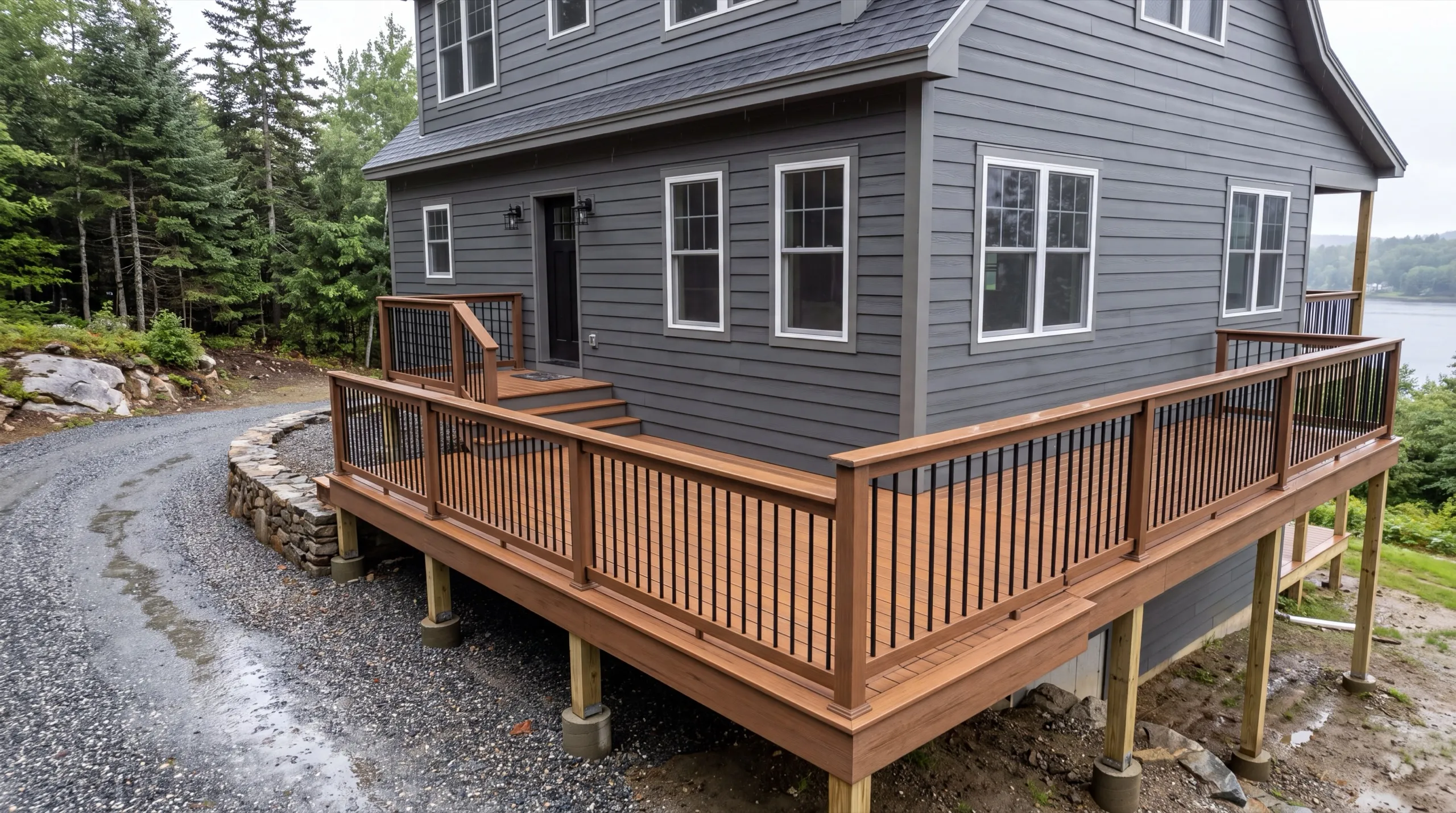 deck contractor in Farmingdale, ME building a composite deck