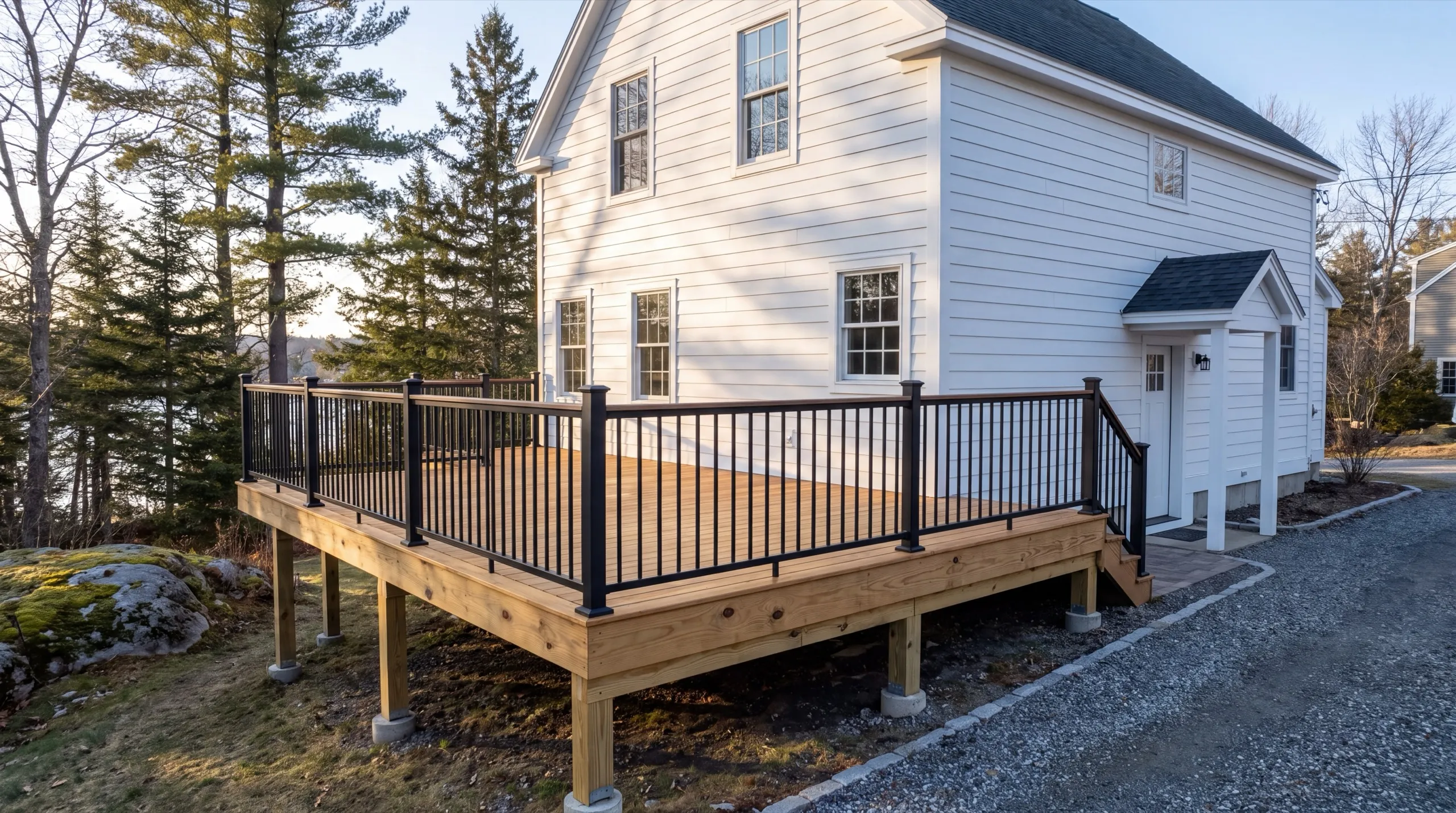 deck contractor in Hallowell, ME building a composite deck