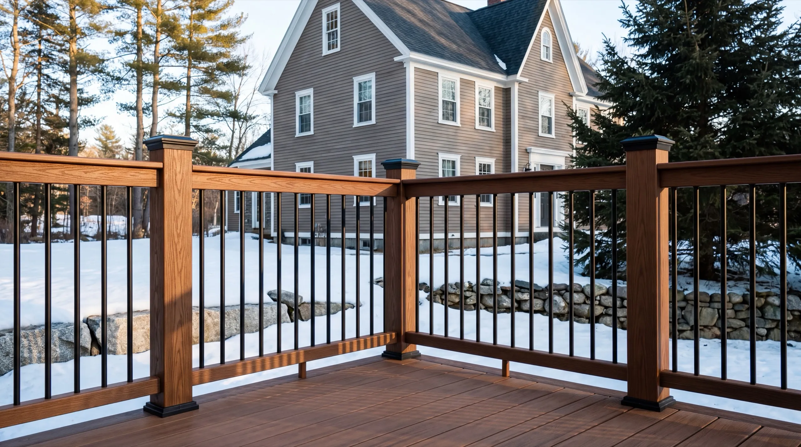 deck railing installation in Hallowell
