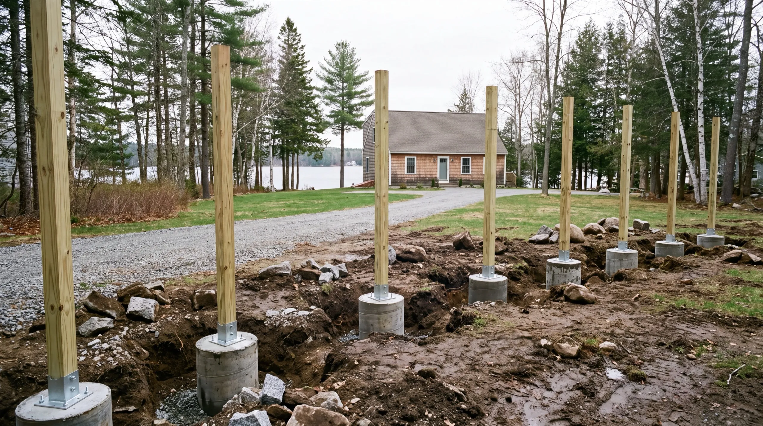 deck footing and post installation in Manchester
