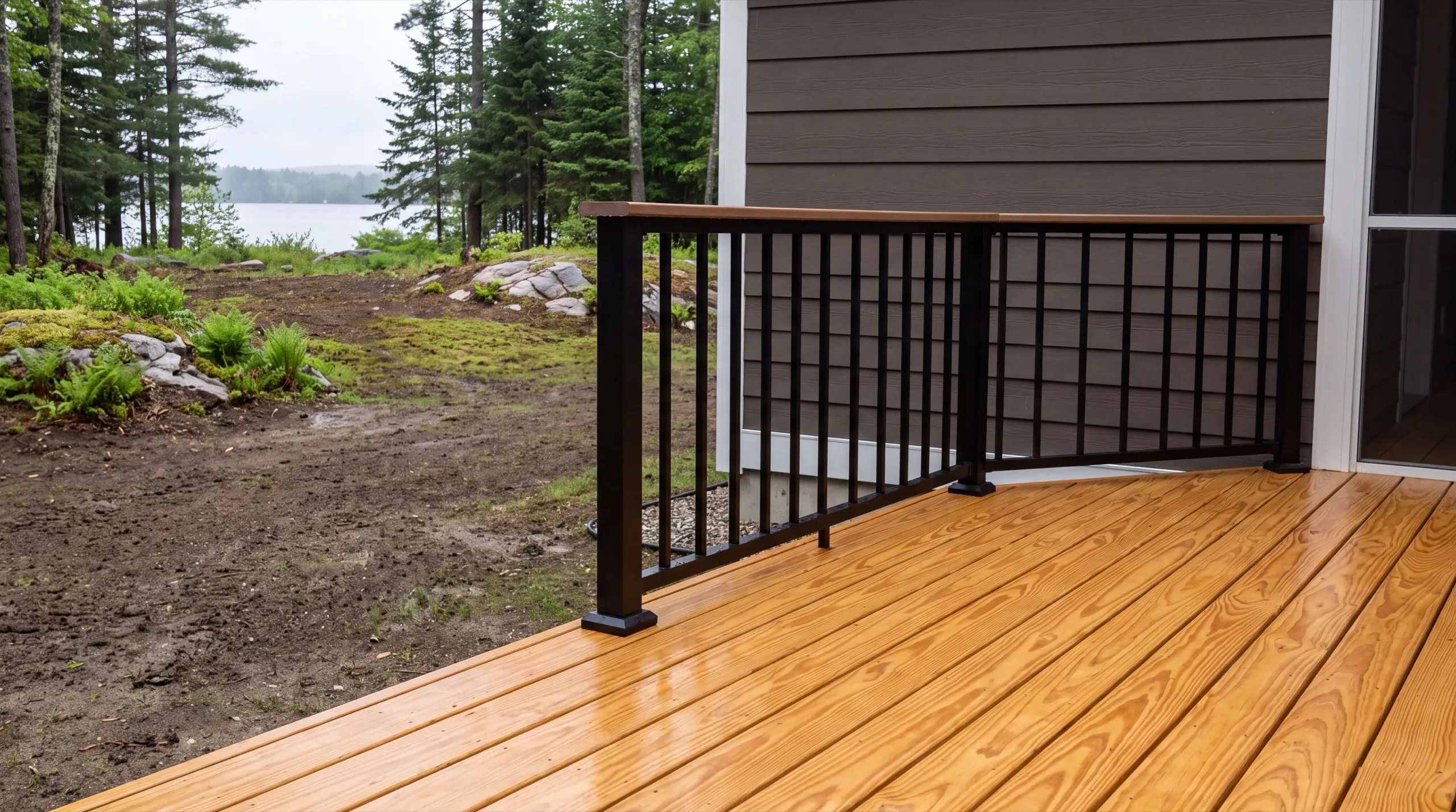 deck contractor in Manchester, ME building a composite deck