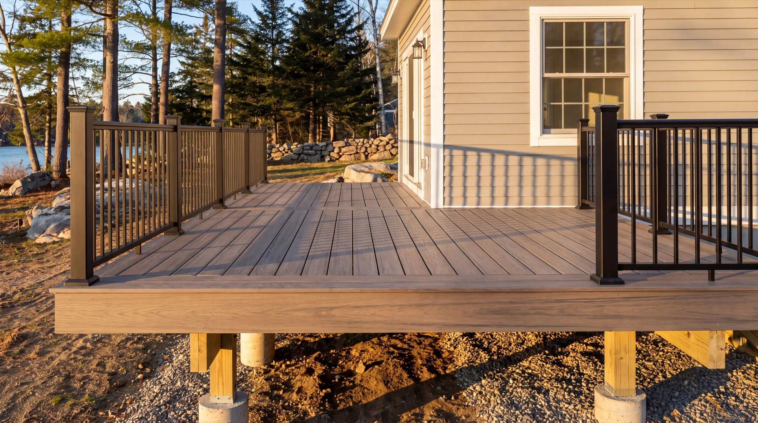 deck contractor in Pittston, ME building a composite deck