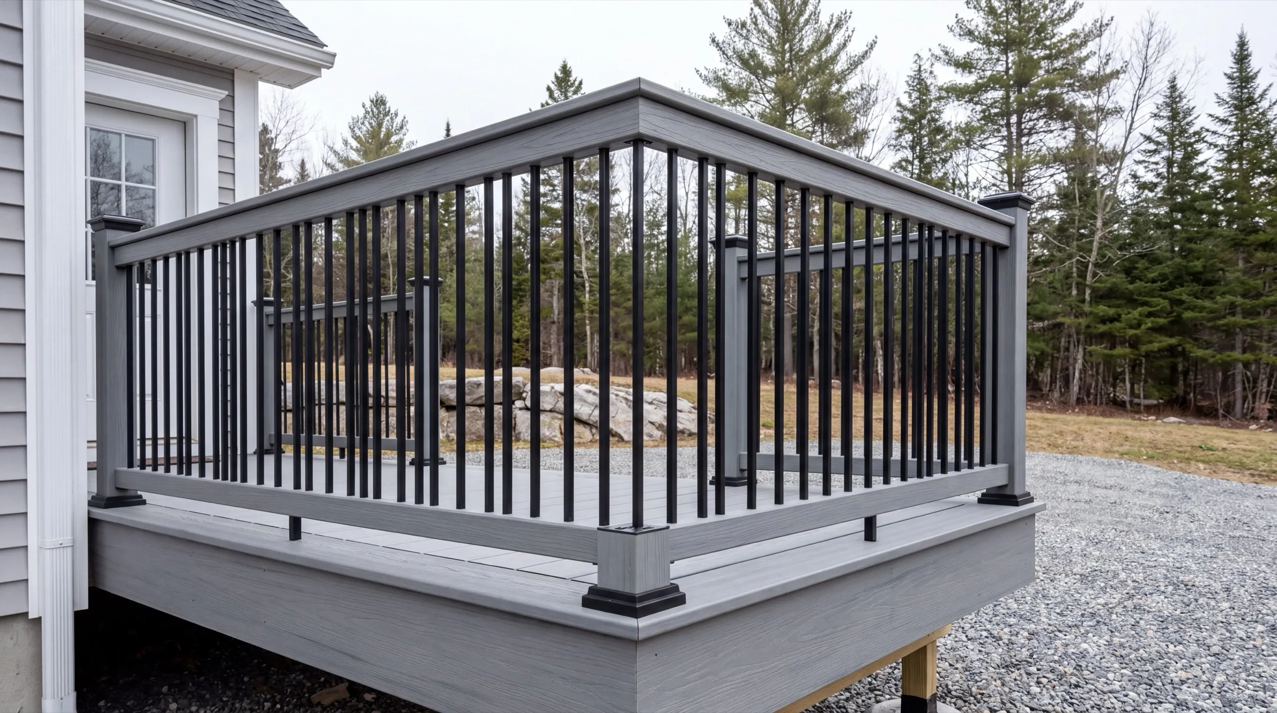 railing system installed on a Central Maine deck