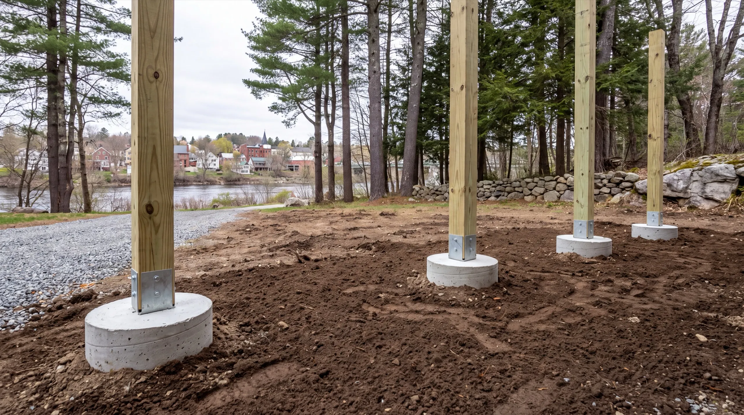 deck footing and post installation in Randolph