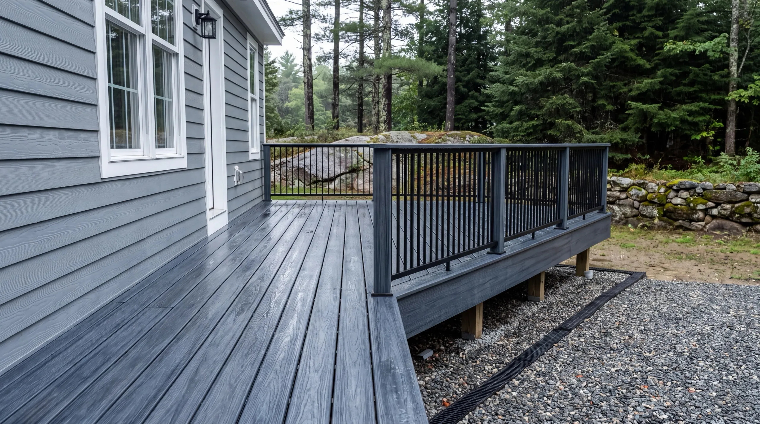 deck contractor in Richmond, ME building a composite deck