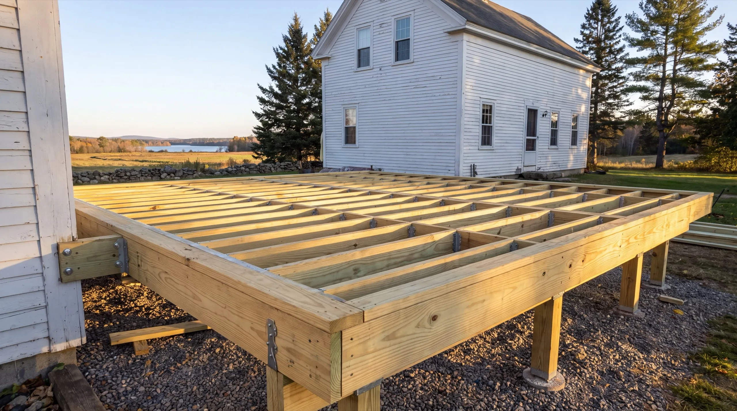 deck framing in progress on a Sidney home