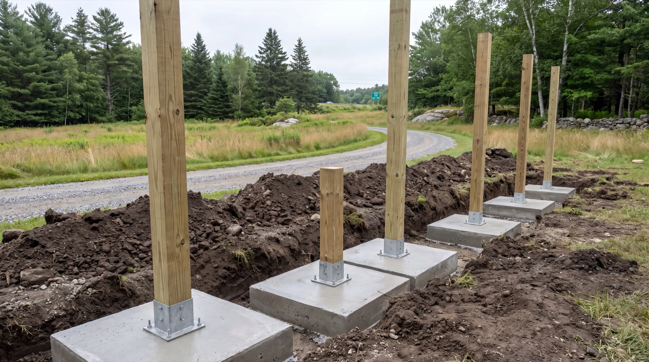 deck footing and post installation in West Gardiner
