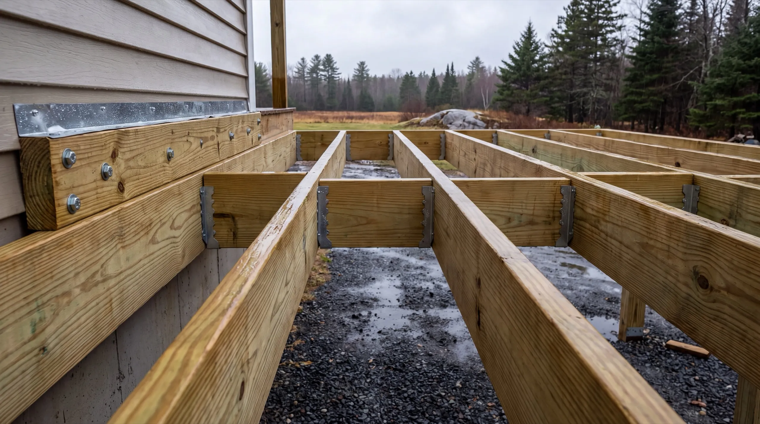 deck framing in progress on a Windsor home