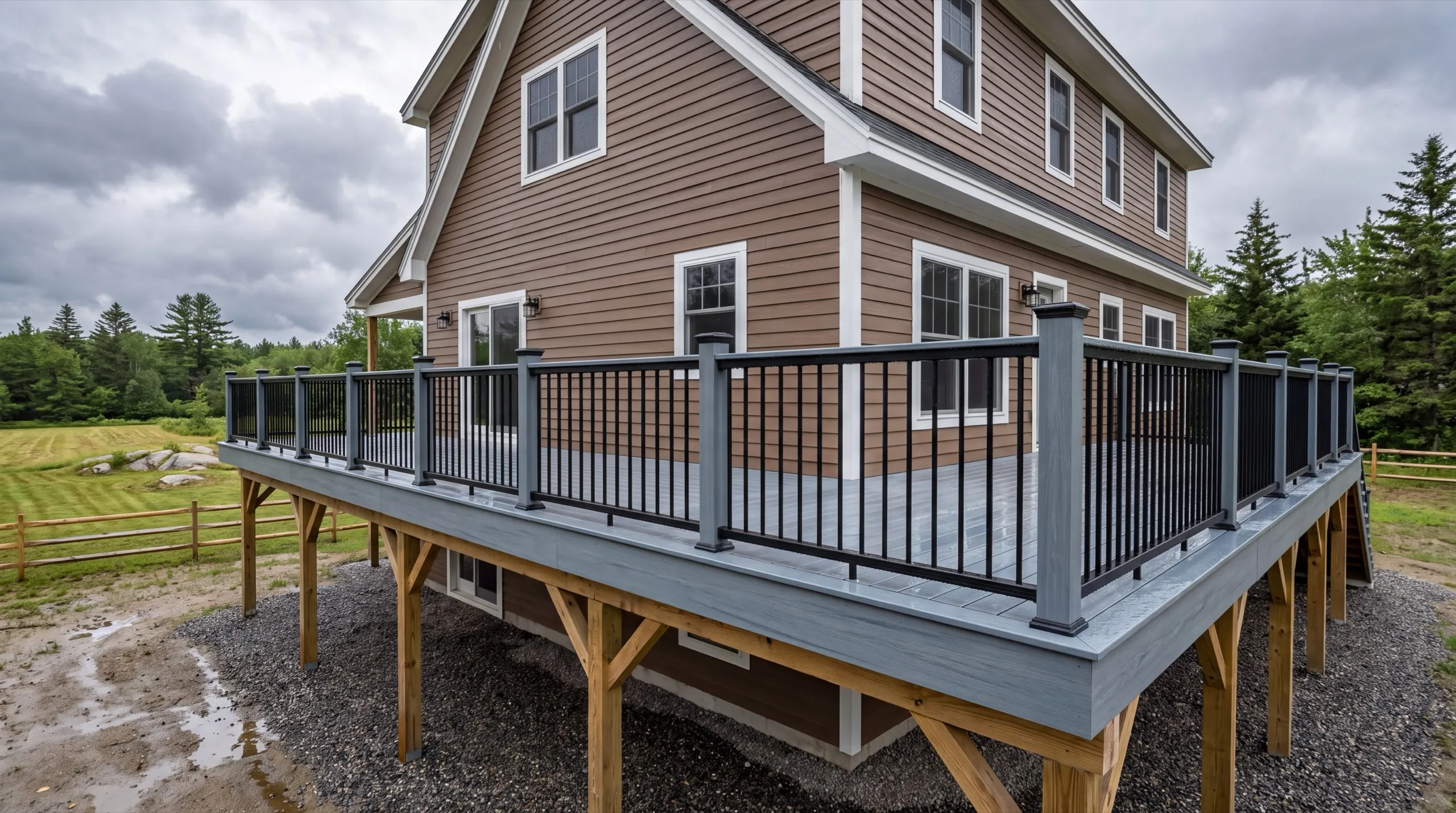 deck contractor in Windsor, ME building a composite deck
