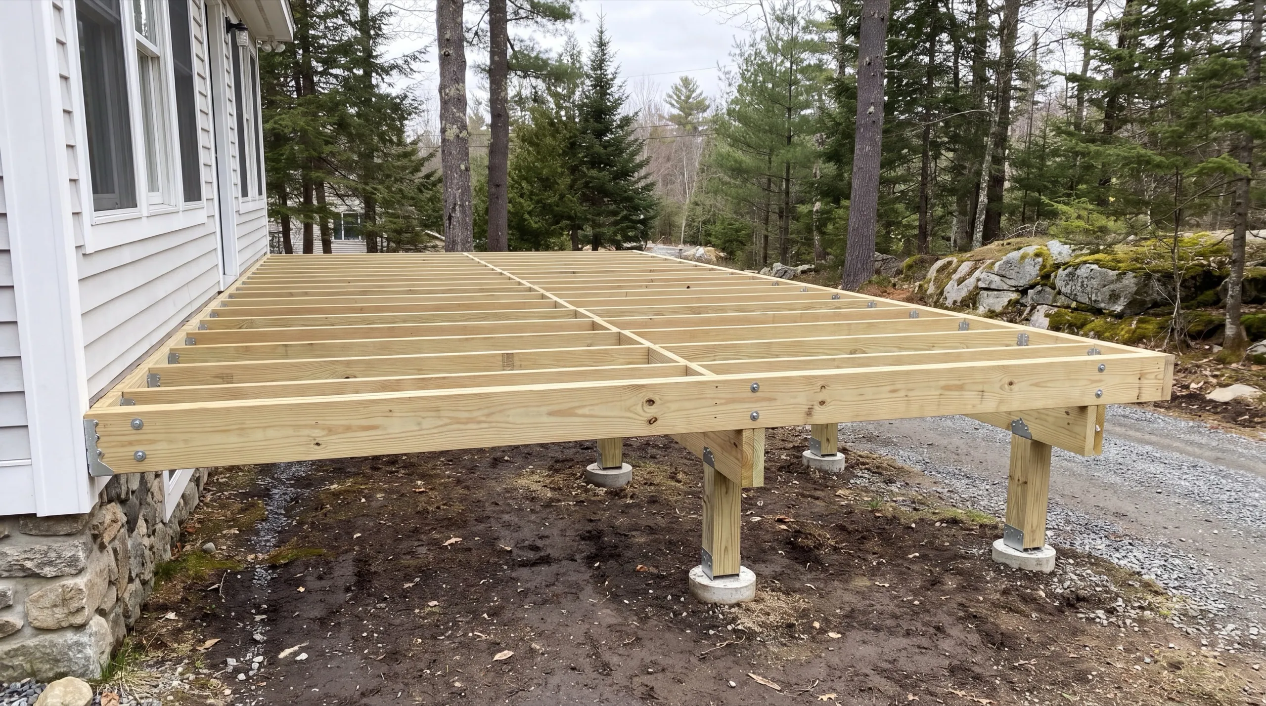 deck framing in progress on a Winthrop home