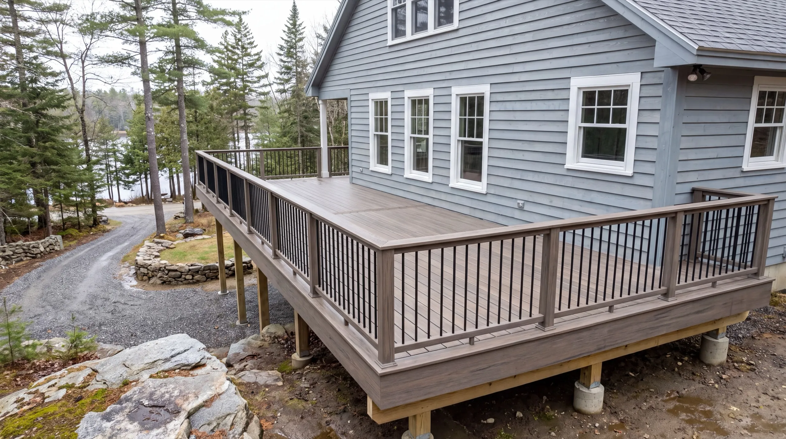 deck contractor in Winthrop, ME building a composite deck