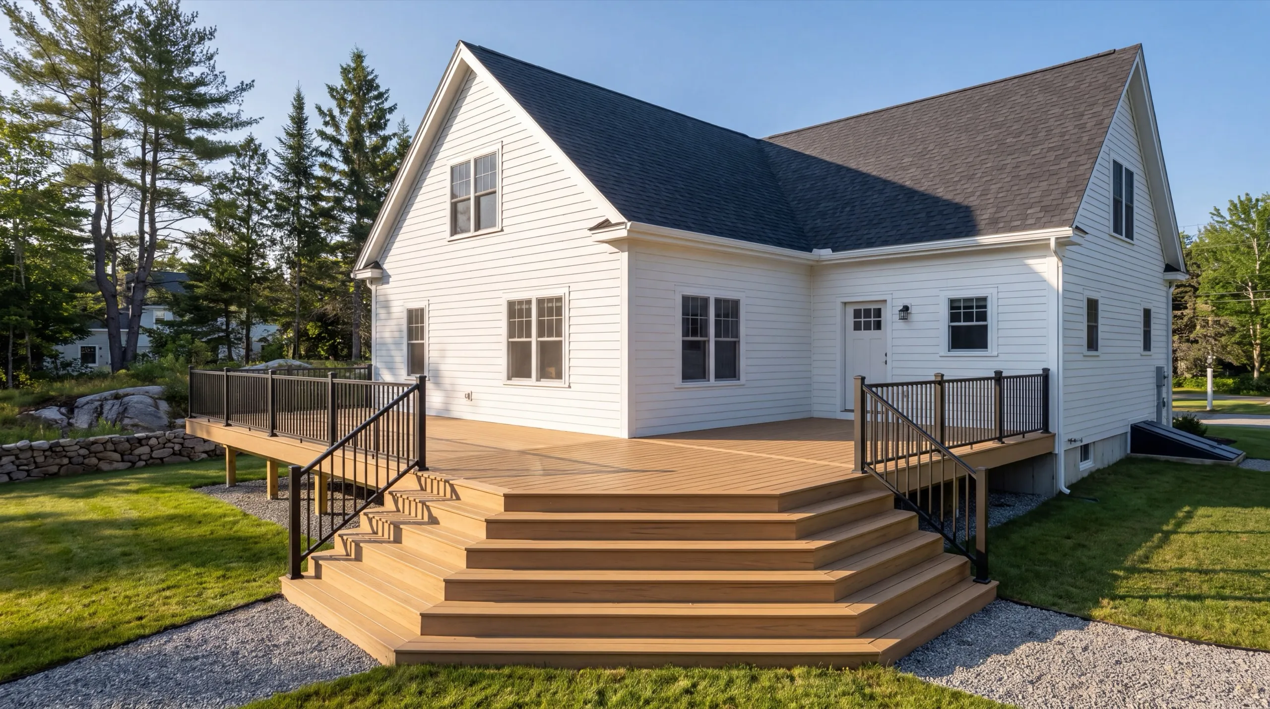 finished deck exterior on a Wiscasset home