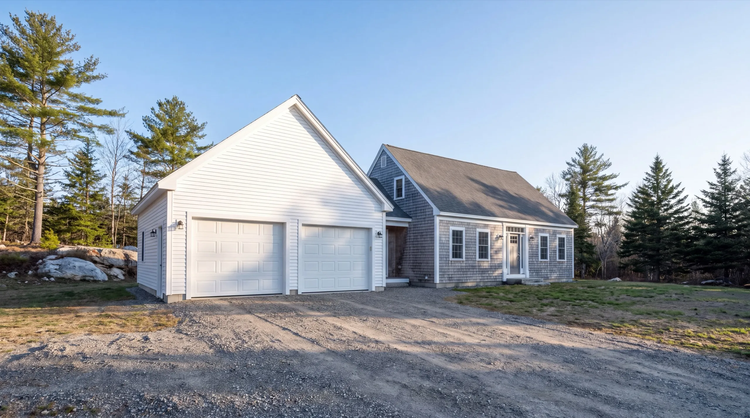 garage addition attached to a Central Maine home