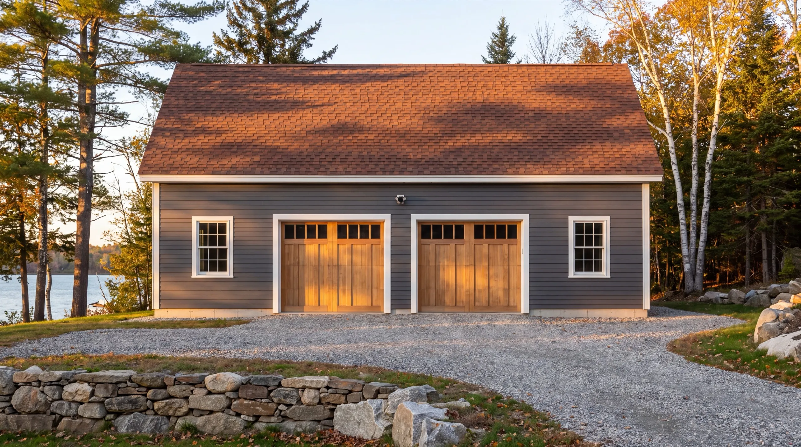 two bay garage build in Augusta, ME