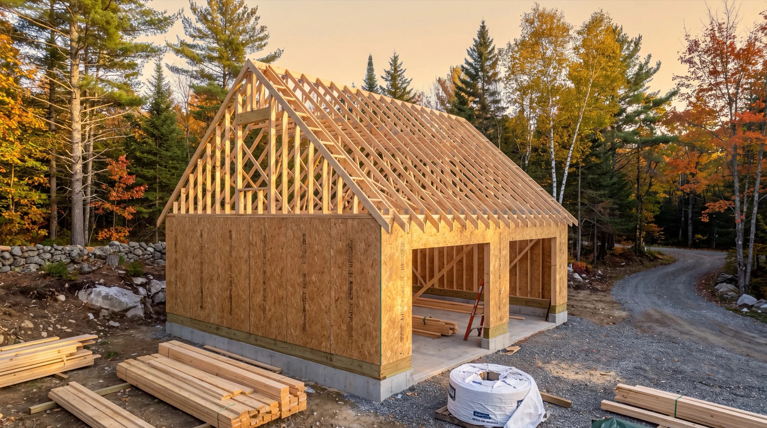 framing crew on a Dresden garage build