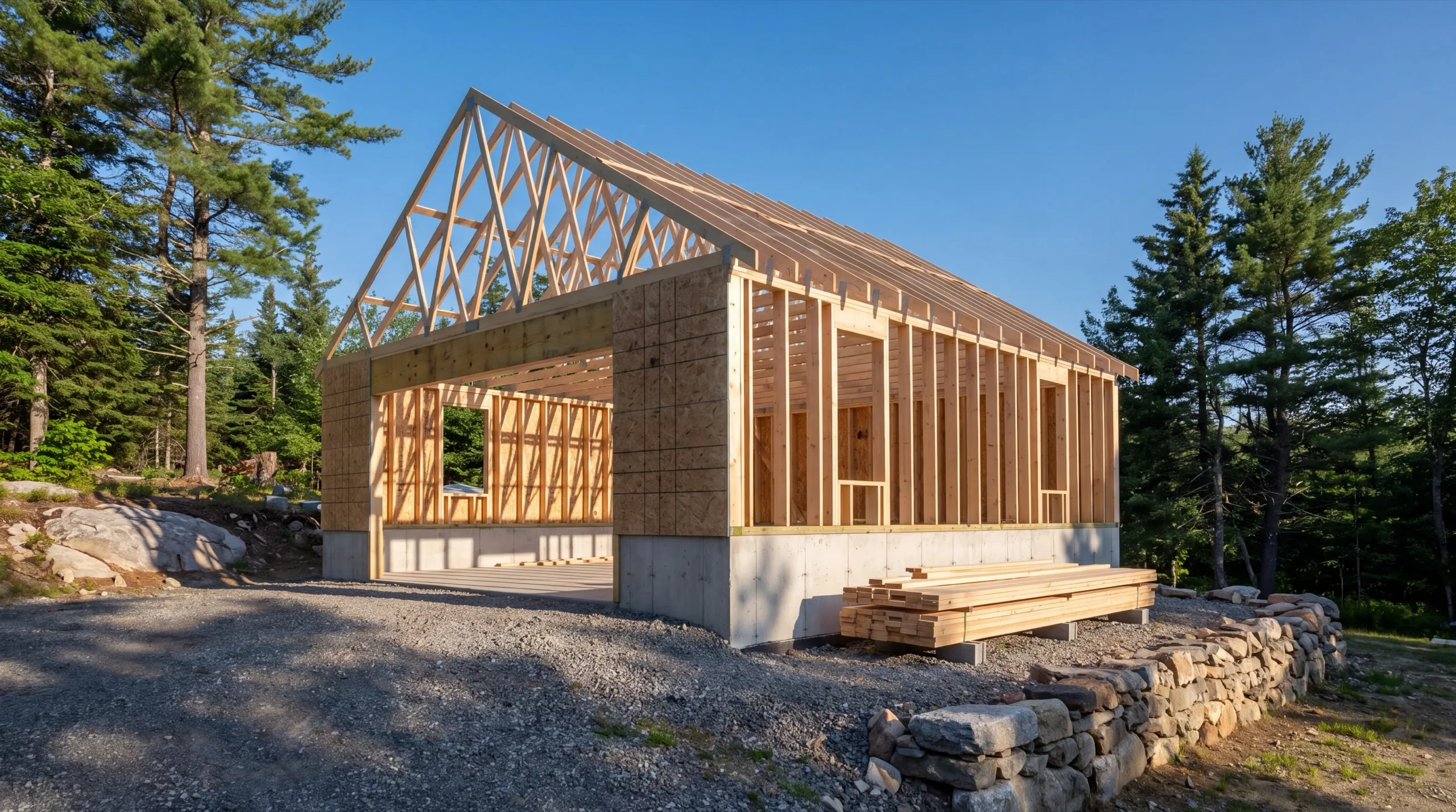 framing crew on a Gardiner garage build