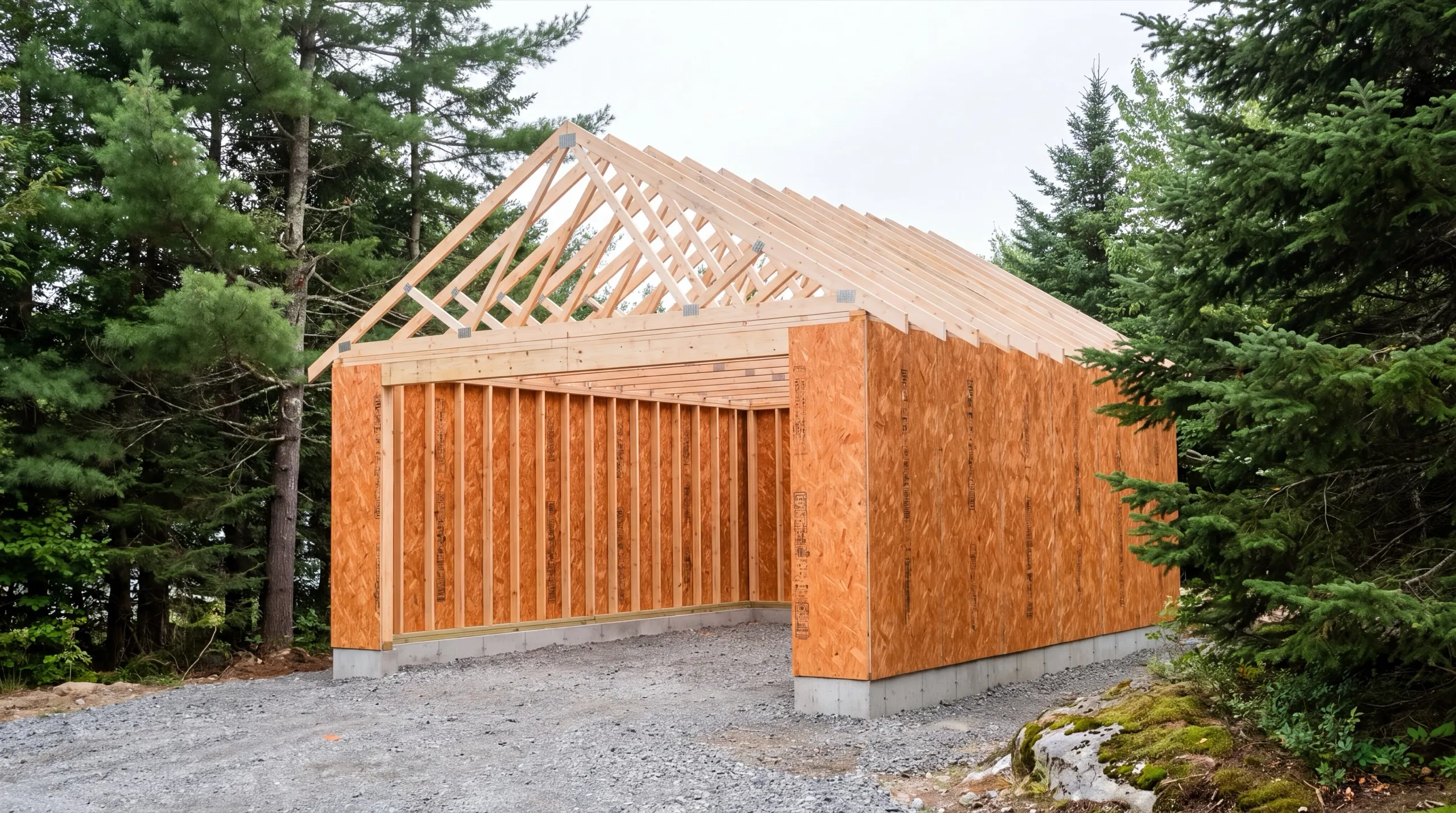 framing crew on a Hallowell garage build
